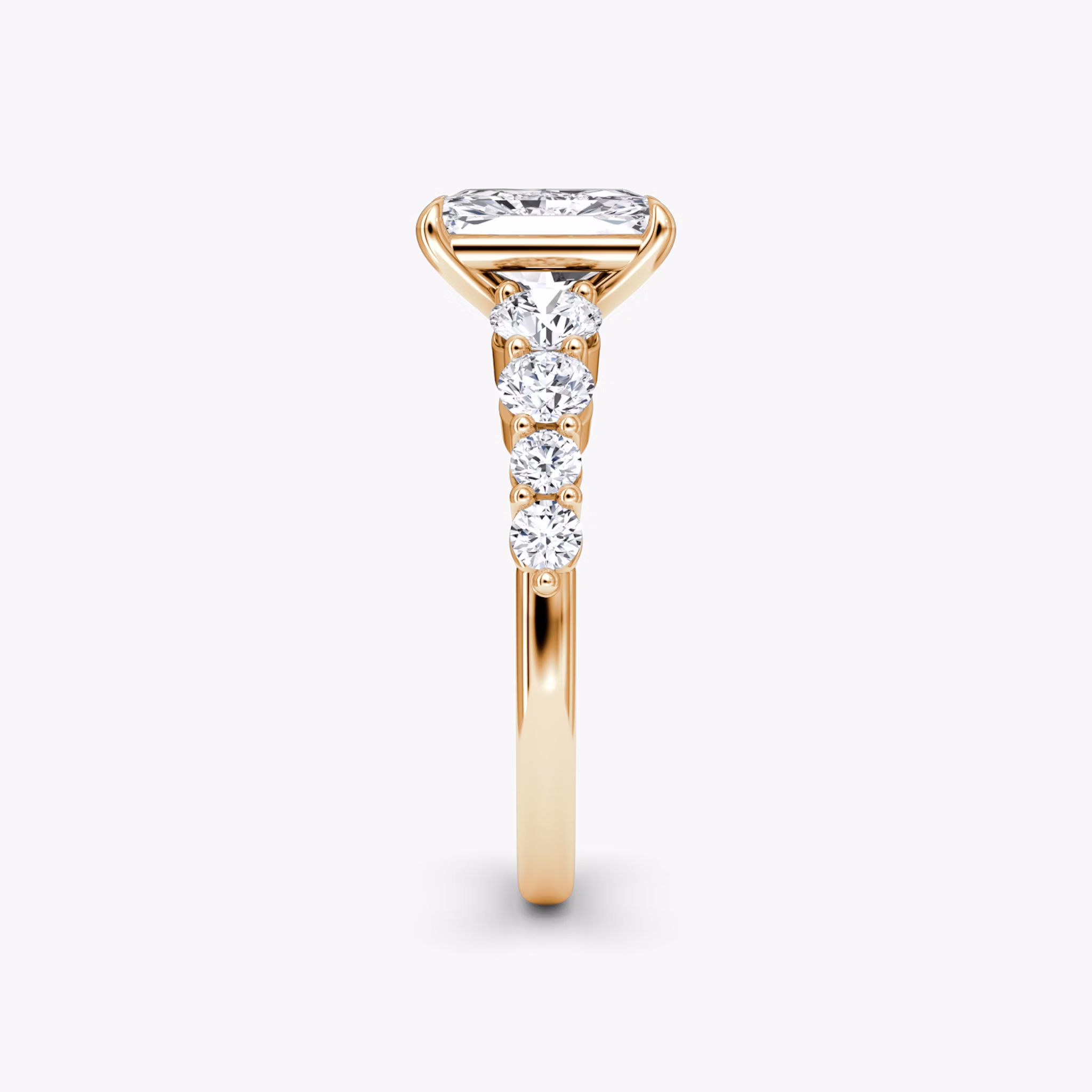 The Graduated Band | Radiant | 14k | Rose Gold | bandAccent: Plain | diamondOrientation: vertical | caratWeight: other