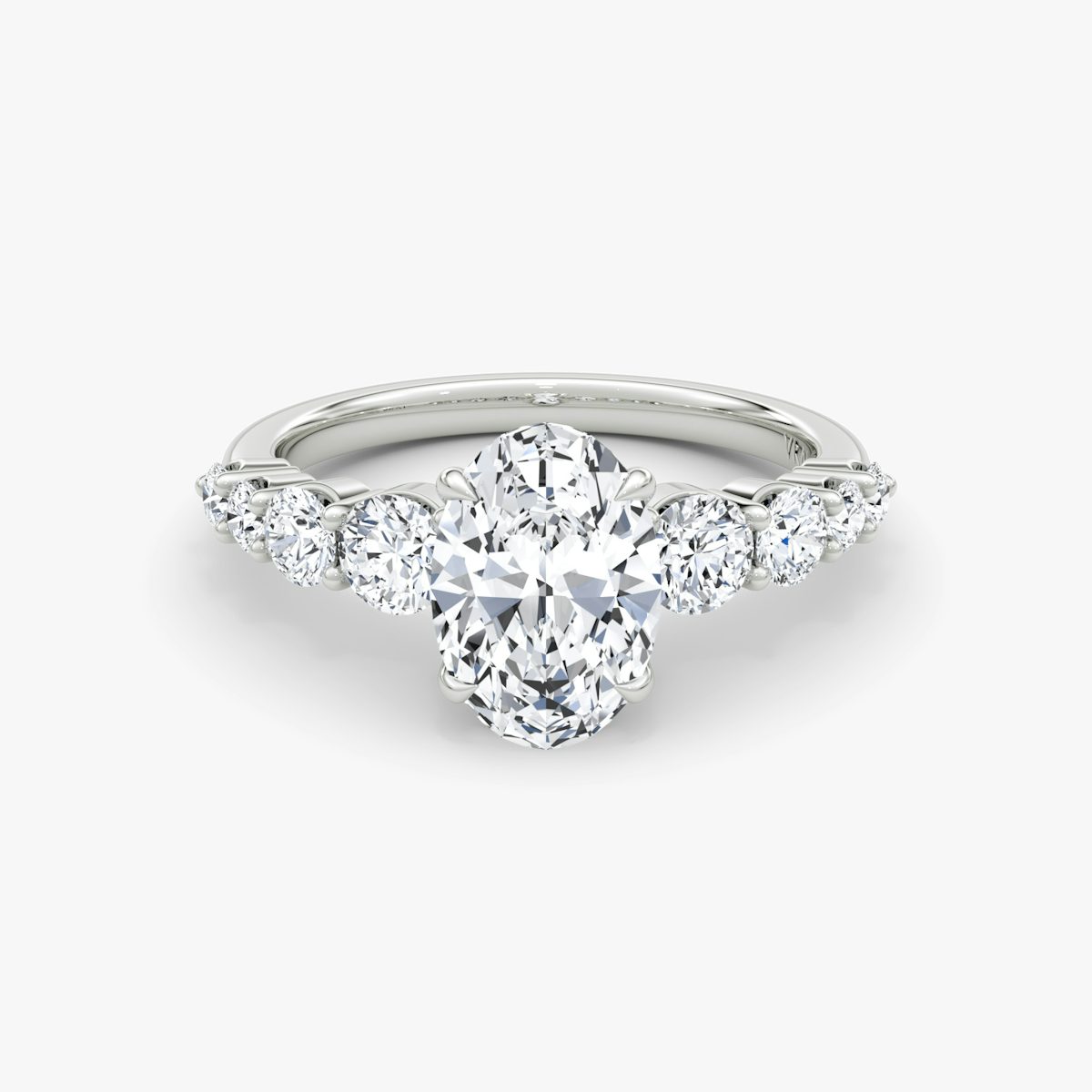 The Graduated Band Oval Engagement Ring | White Gold