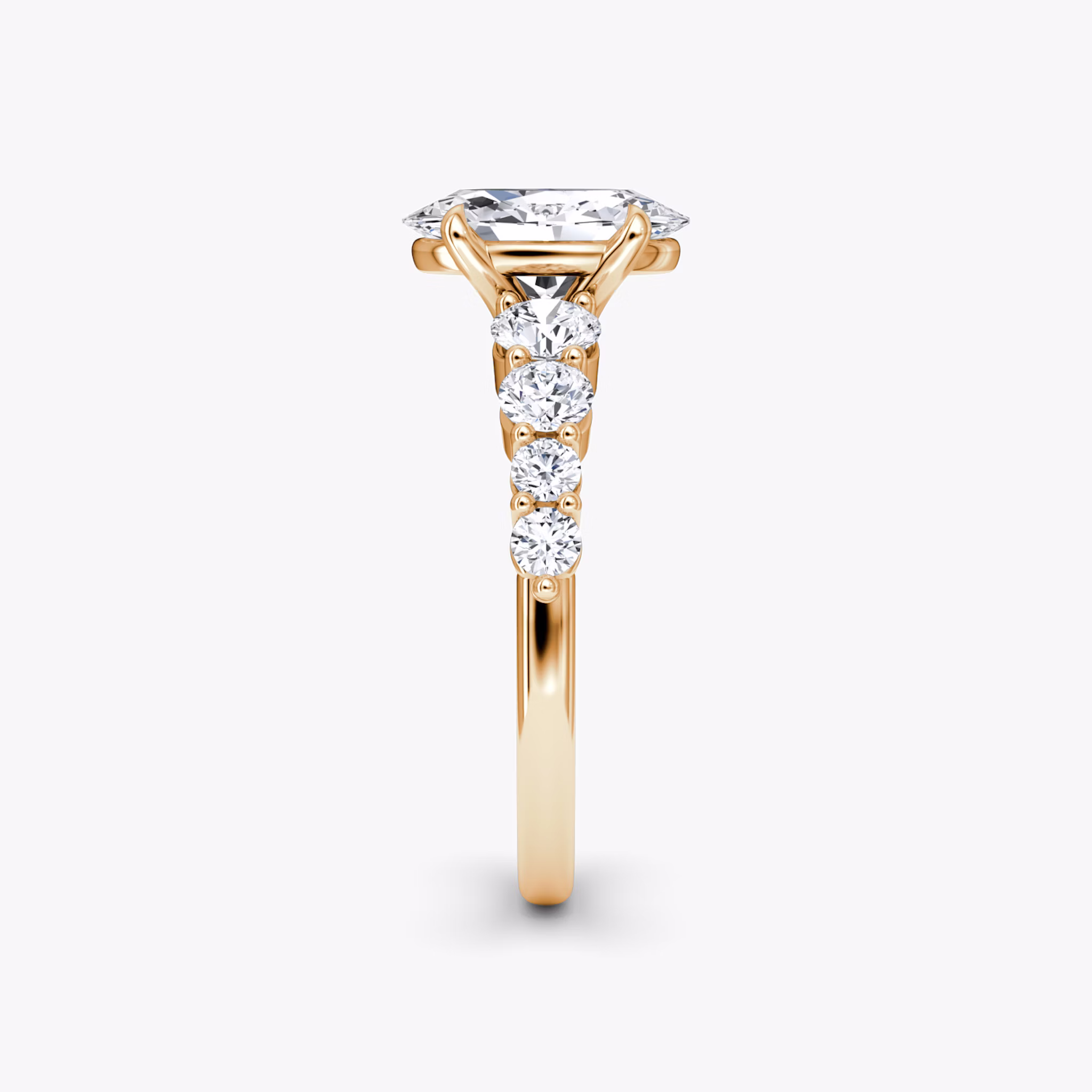 The Graduated Band | Oval | 14k | Rose Gold | bandAccent: Plain | diamondOrientation: vertical | caratWeight: other