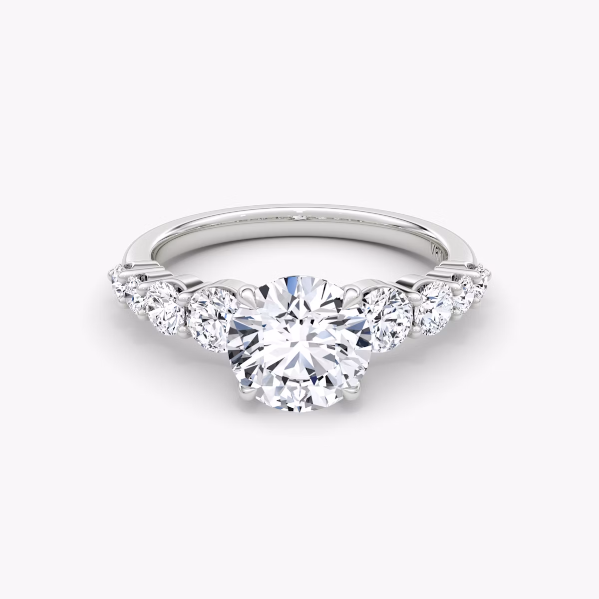 The Graduated Band | Round Brilliant | 18k | White Gold | bandAccent: Plain | caratWeight: other | diamondOrientation: vertical