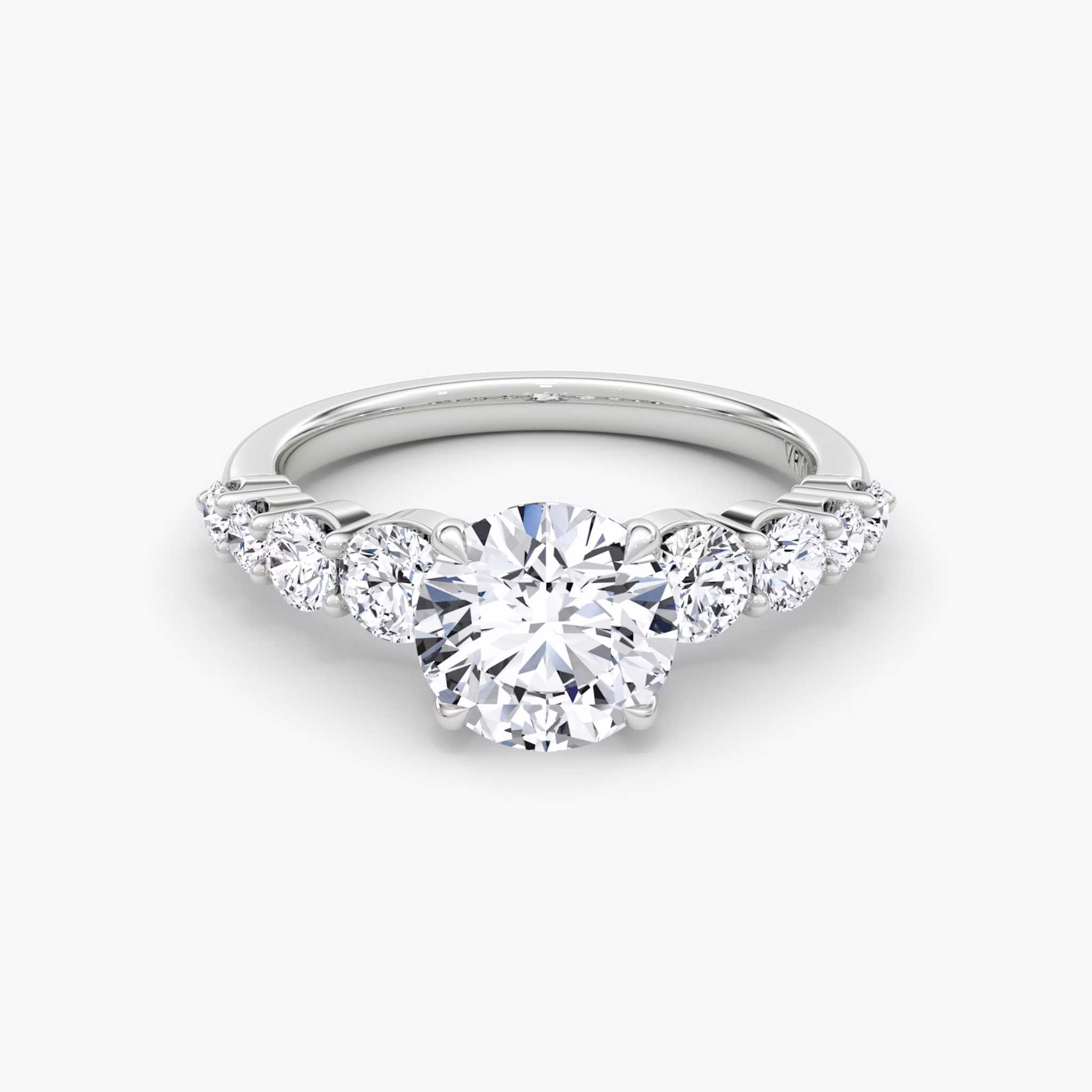 The Graduated Band | Round Brilliant | 18k | White Gold | bandAccent: Plain | caratWeight: other | diamondOrientation: vertical