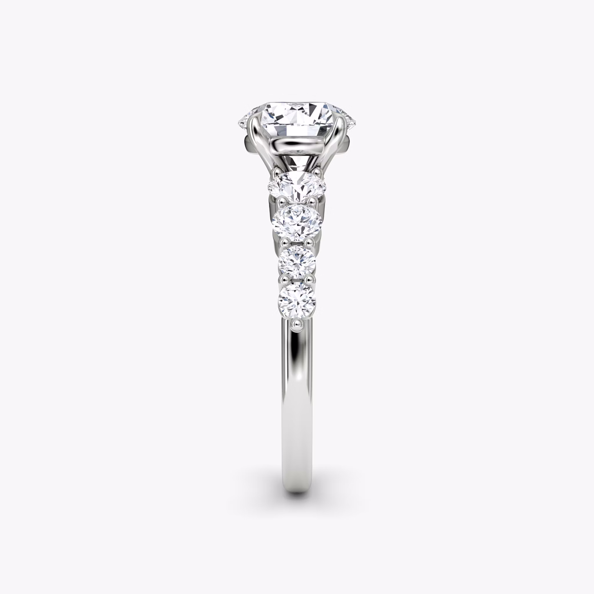 The Graduated Band | Round Brilliant | 18k | White Gold | bandAccent: Plain | caratWeight: other | diamondOrientation: vertical