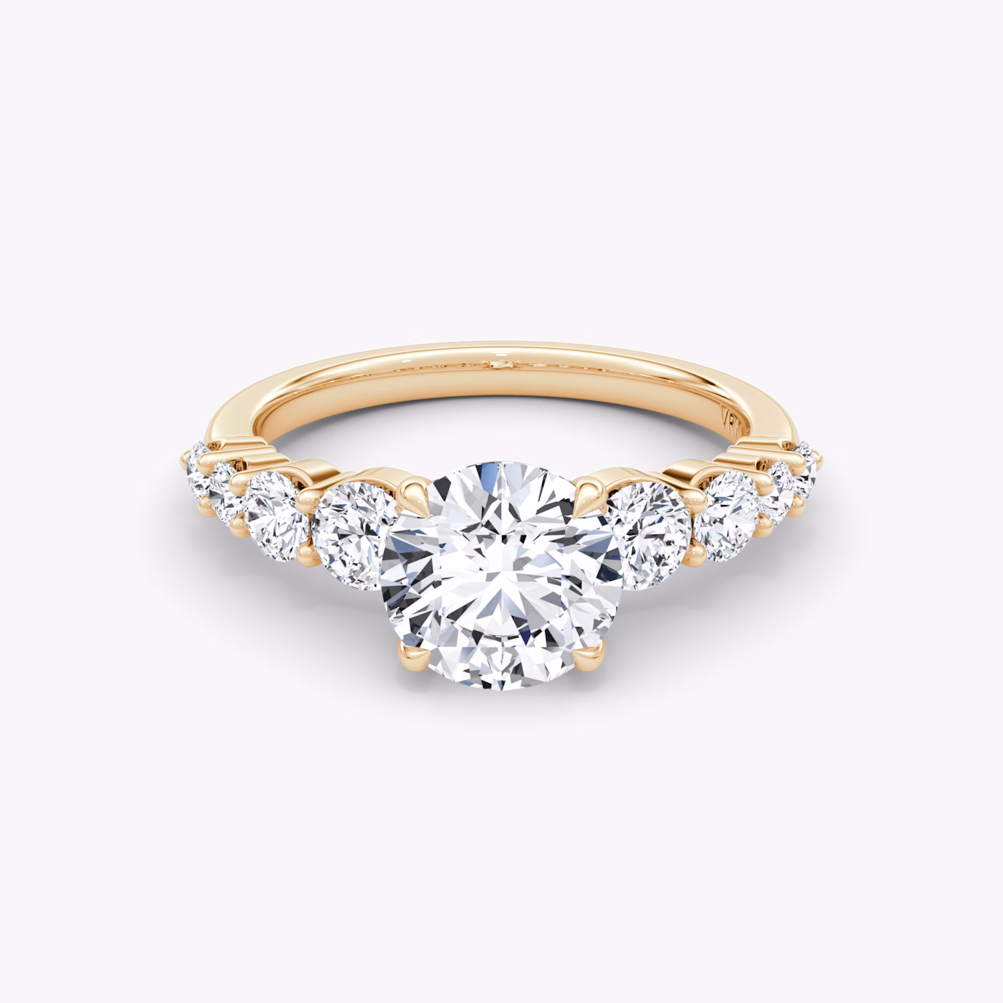 The Graduated Band | Round Brilliant | 14k | Rose Gold | bandAccent: Plain | caratWeight: other | diamondOrientation: vertical