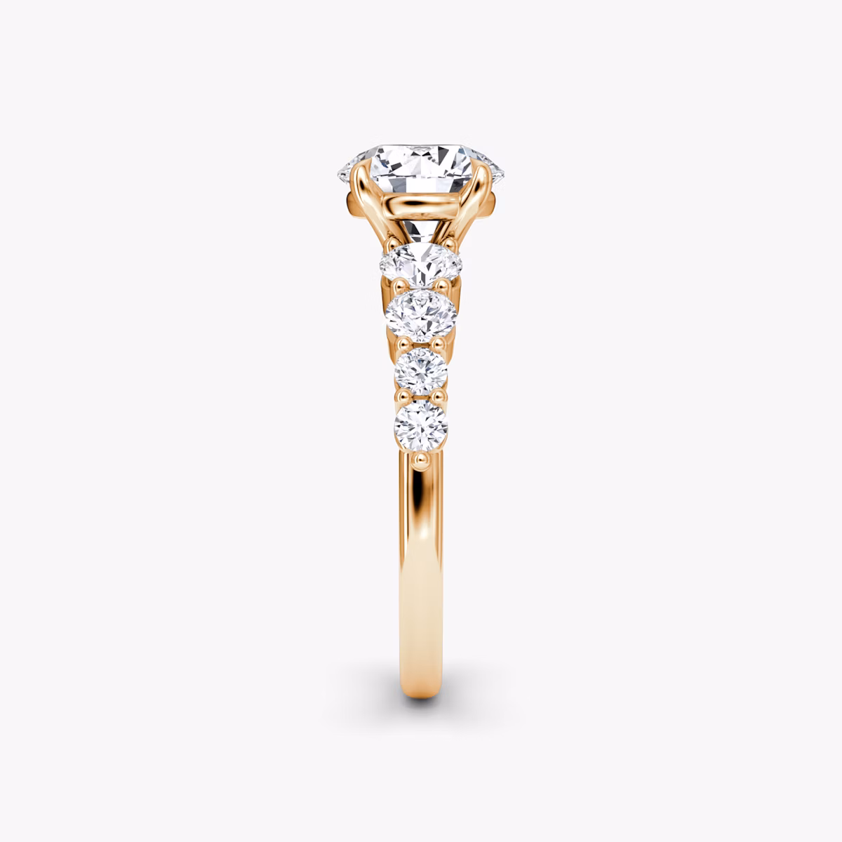 The Graduated Band | Round Brilliant | 14k | Rose Gold | bandAccent: Plain | caratWeight: 1.0ct | diamondOrientation: vertical