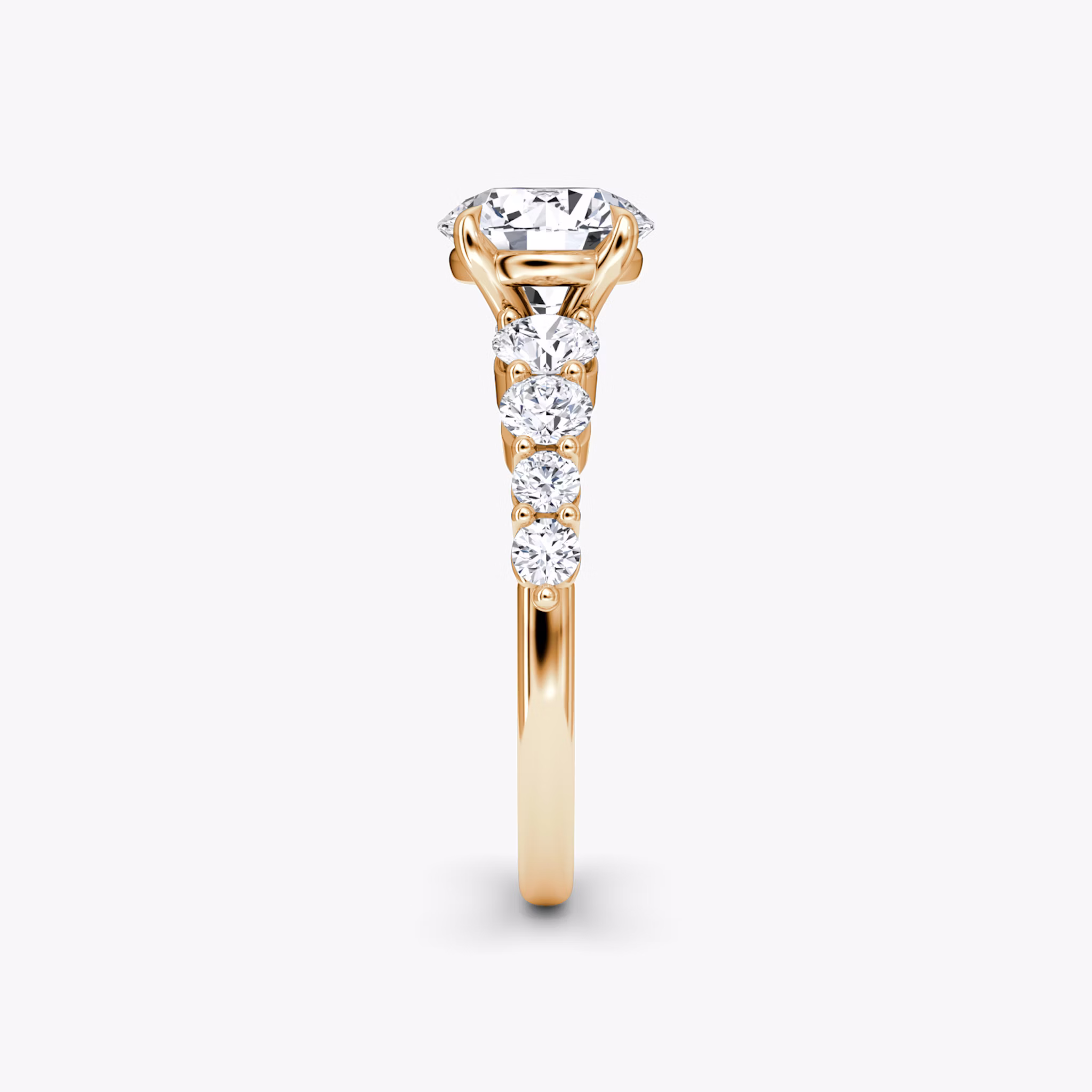 The Graduated Band | Round Brilliant | 14k | Rose Gold | bandAccent: Plain | caratWeight: other | diamondOrientation: vertical
