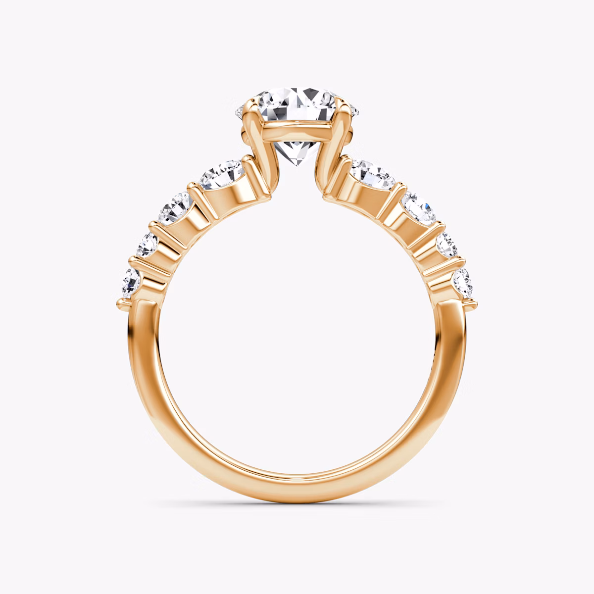 The Graduated Band | Round Brilliant | 14k | Rose Gold | bandAccent: Plain | caratWeight: 1.0ct | diamondOrientation: vertical