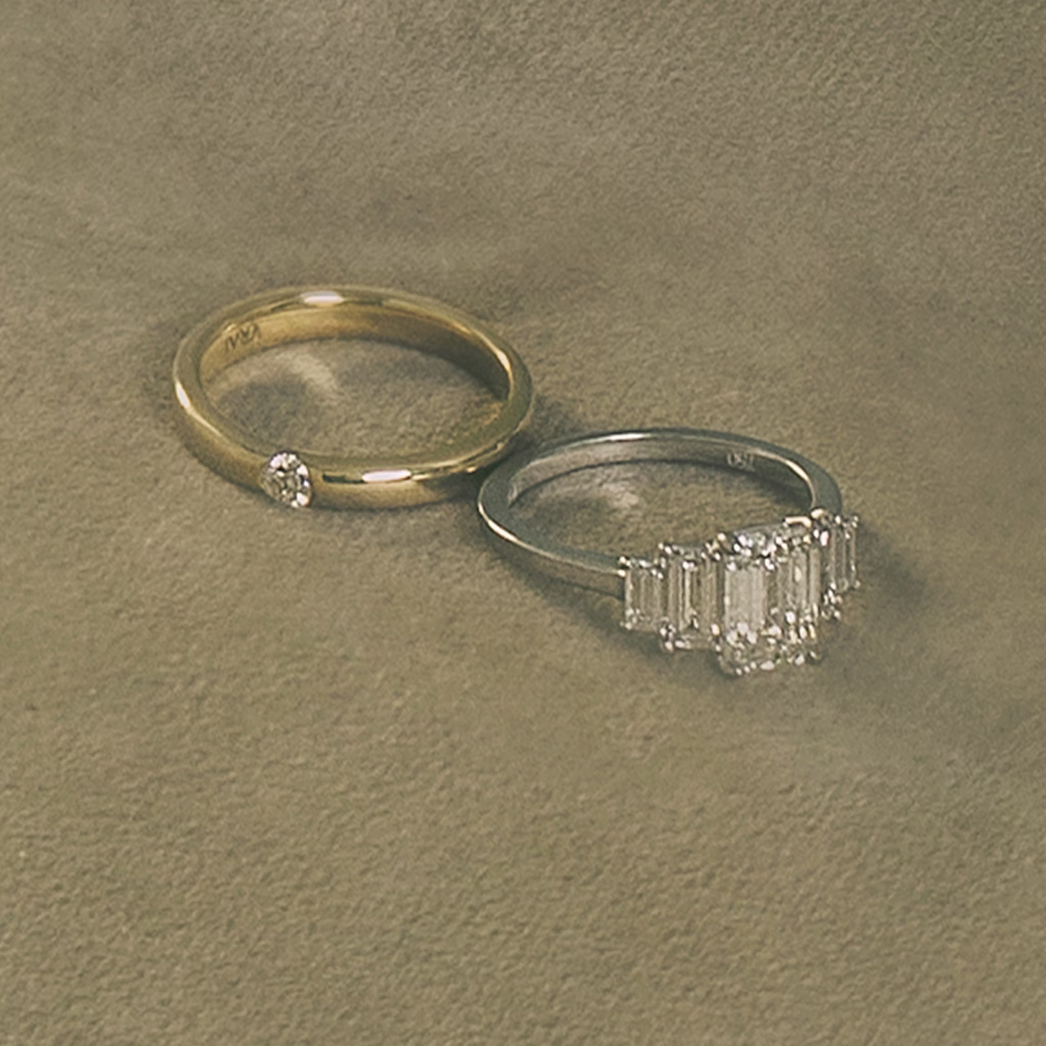 five stone engagement ring princess plain white gold still life