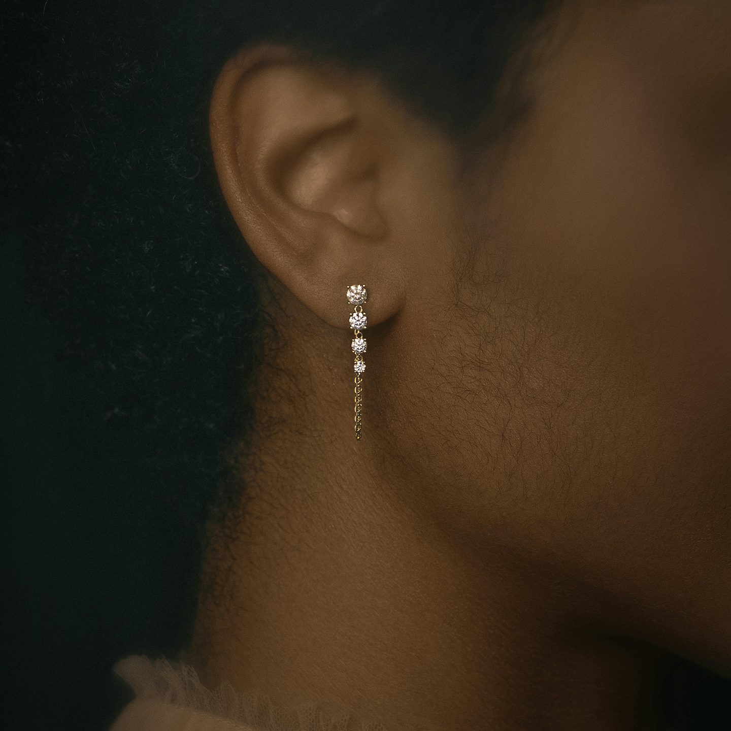 Linked Tennis Earring | Round Brilliant | 14k | White Gold | caratWeight: 0.55ct