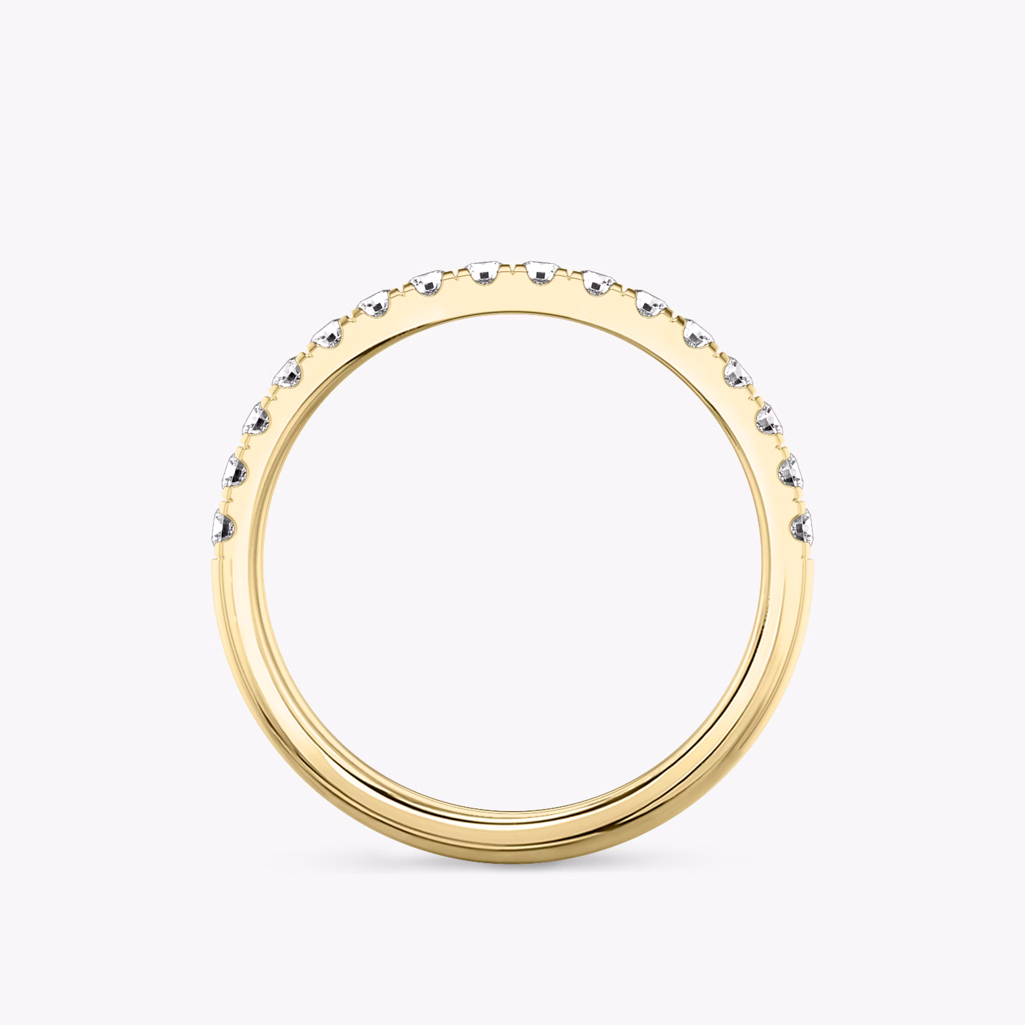 The Half Pavé Band | Round Brilliant | 18k | Yellow Gold | bandVersion: large