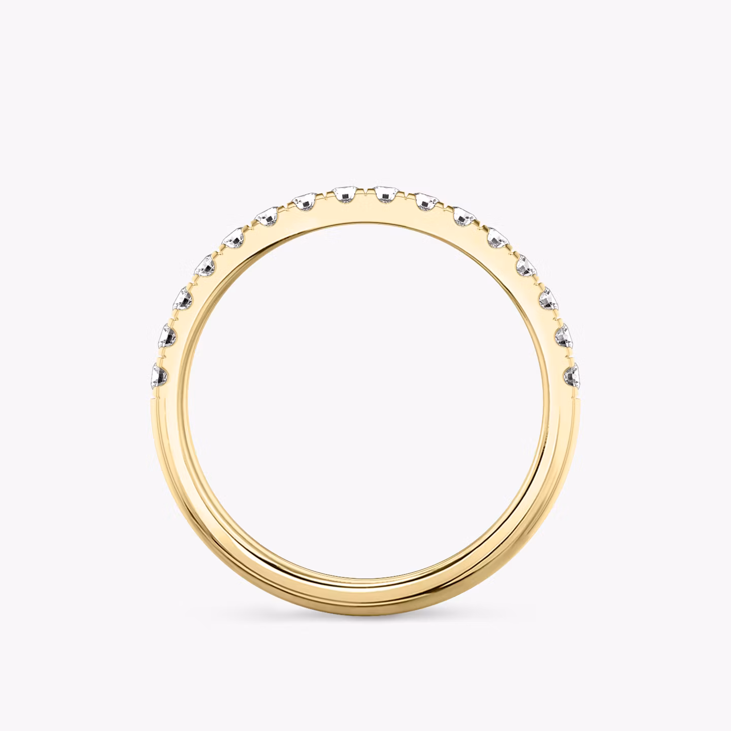 The Half Pavé Band | Round Brilliant | 18k | Yellow Gold | bandVersion: large