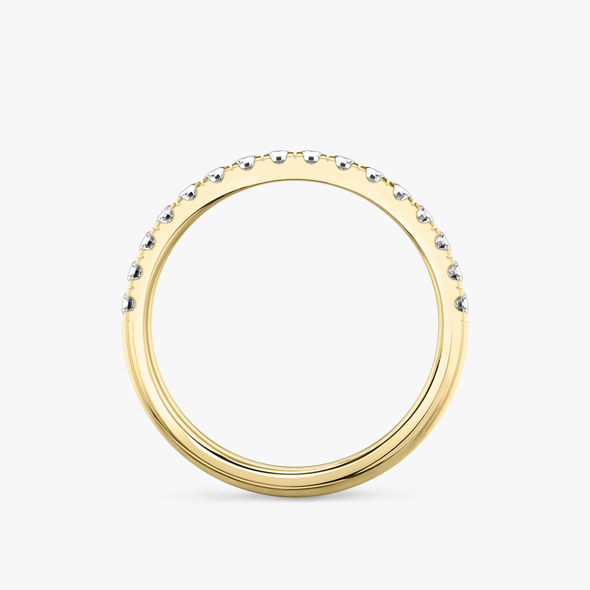 The Half Pavé Band | Round Brilliant | 18k | Yellow Gold | bandVersion: large