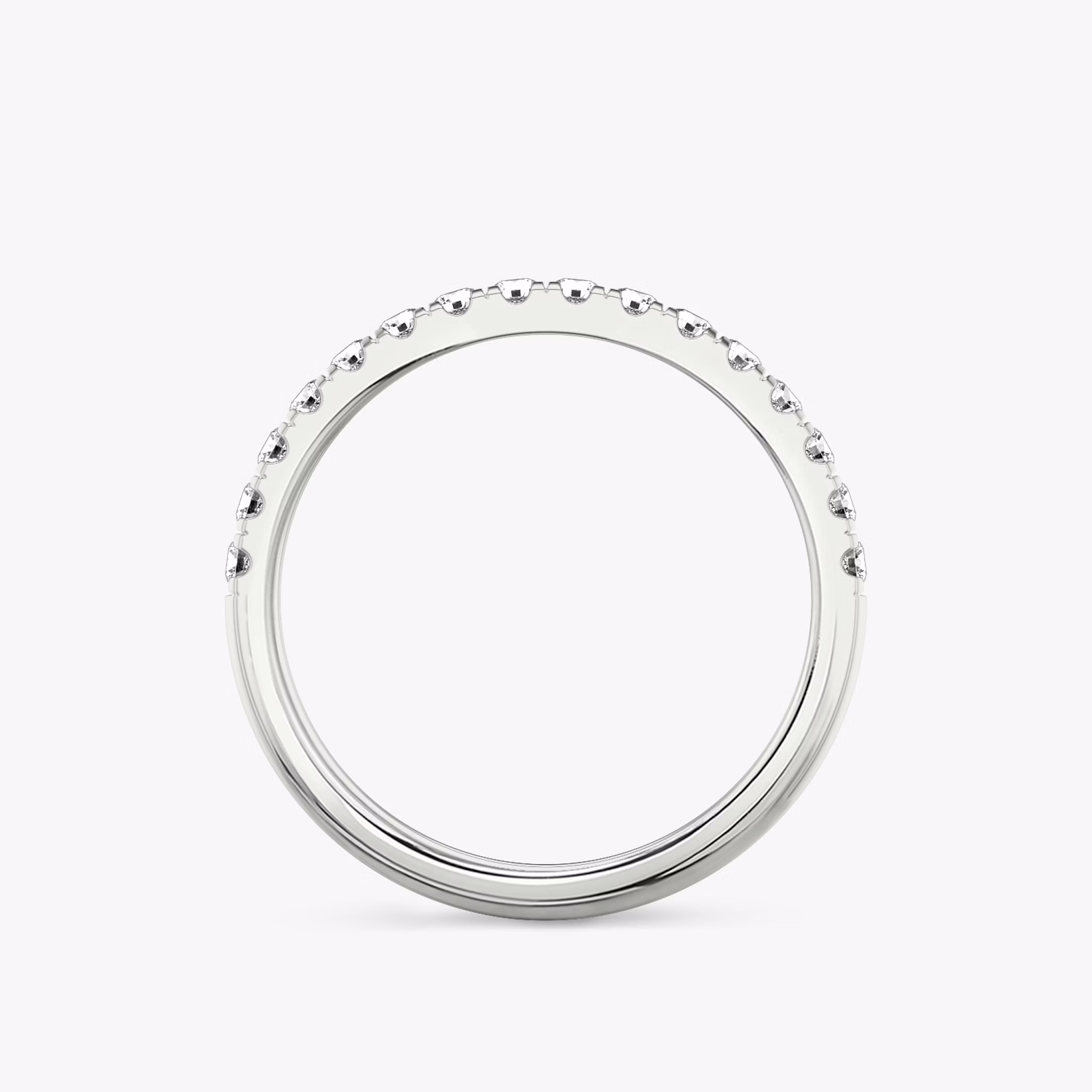 The Half Pavé Band | Round Brilliant | 18k | White Gold | bandVersion: large