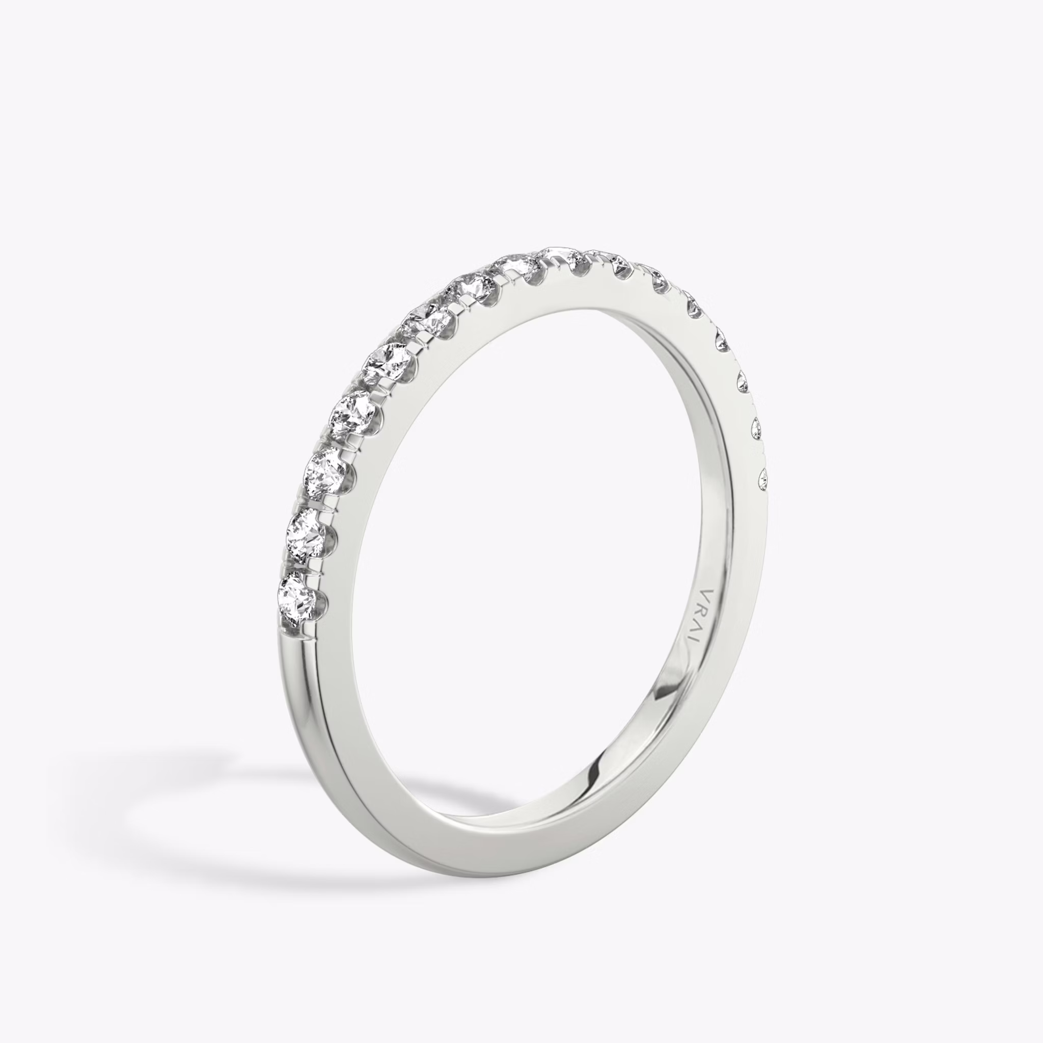 The Half Pavé Band | Round Brilliant | 18k | White Gold | bandVersion: large
