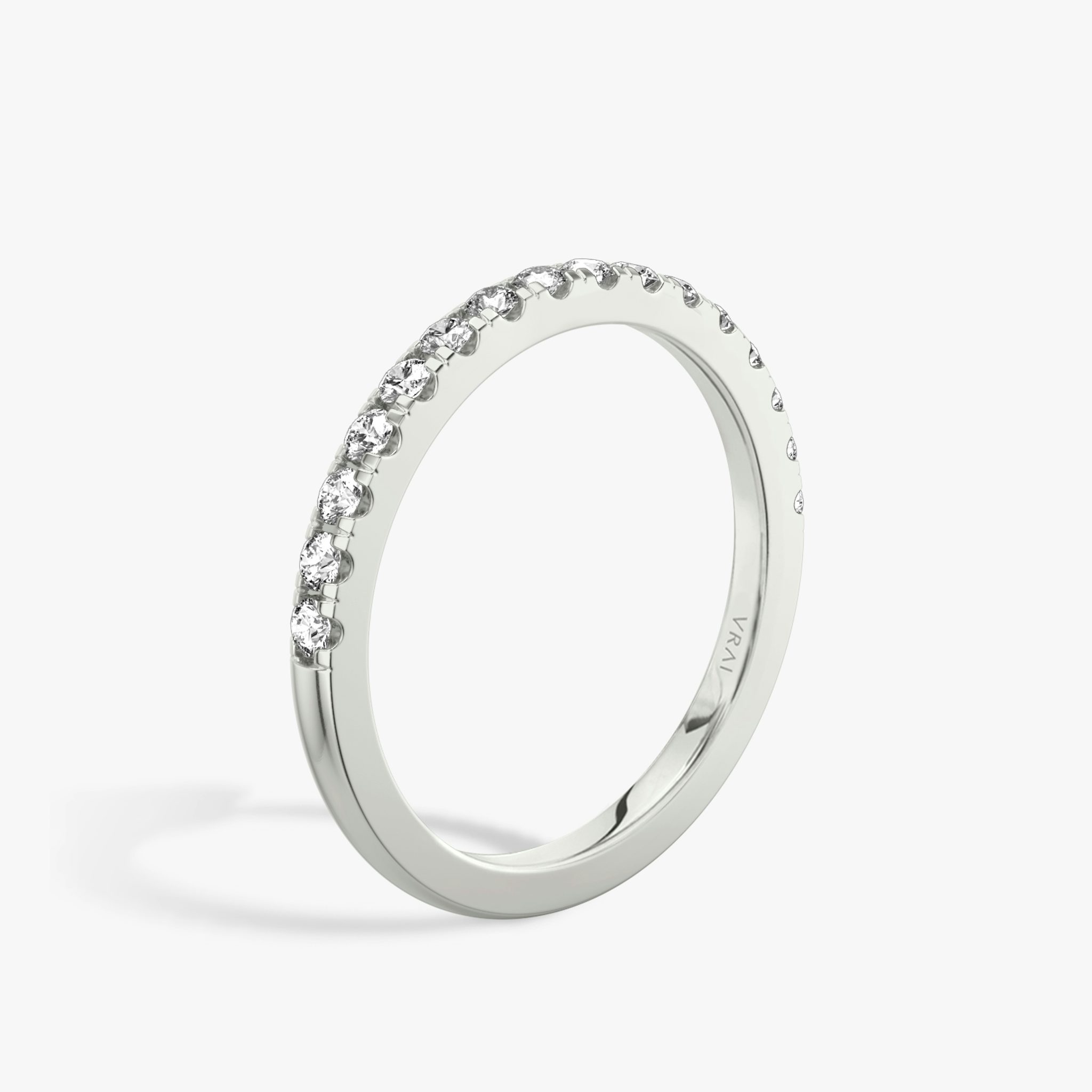 The Half Pavé Band | Round Brilliant | 18k | White Gold | bandVersion: large