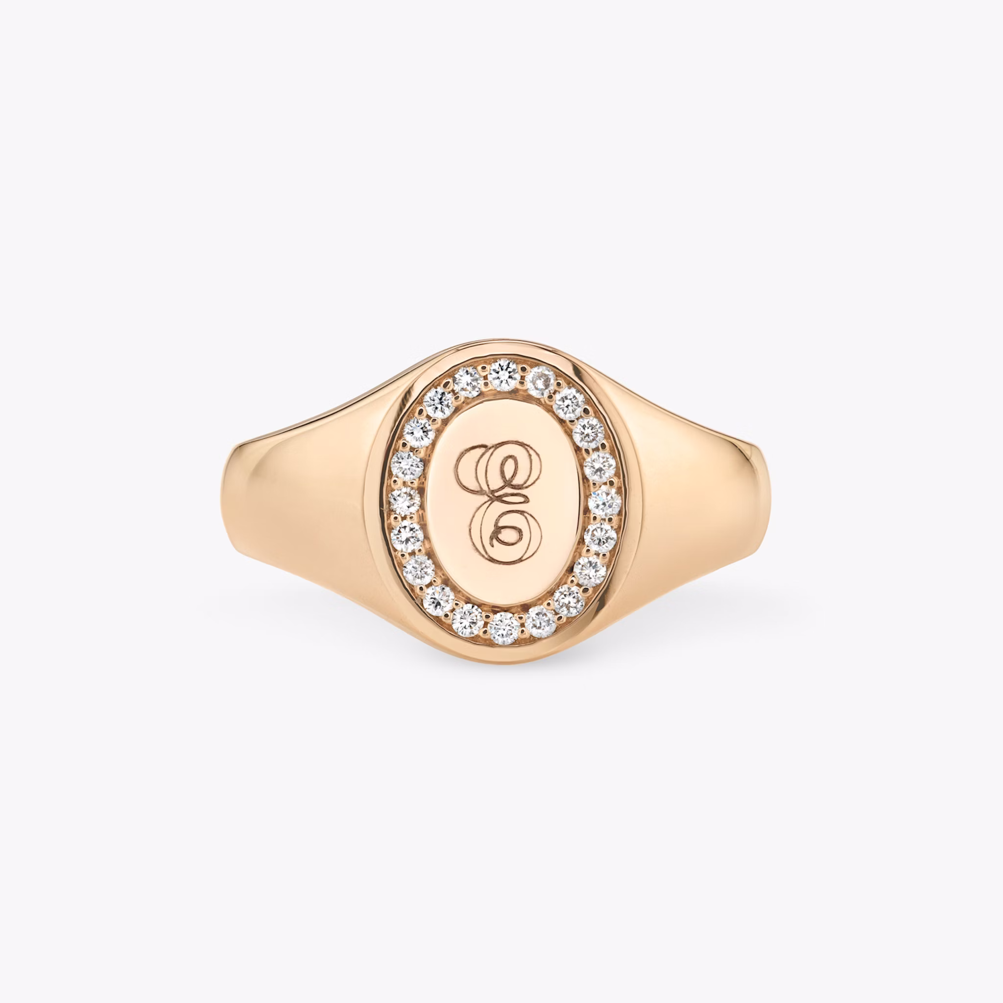 VRAI Pavé Signet Ring | Round Brilliant | 14k | Rose Gold