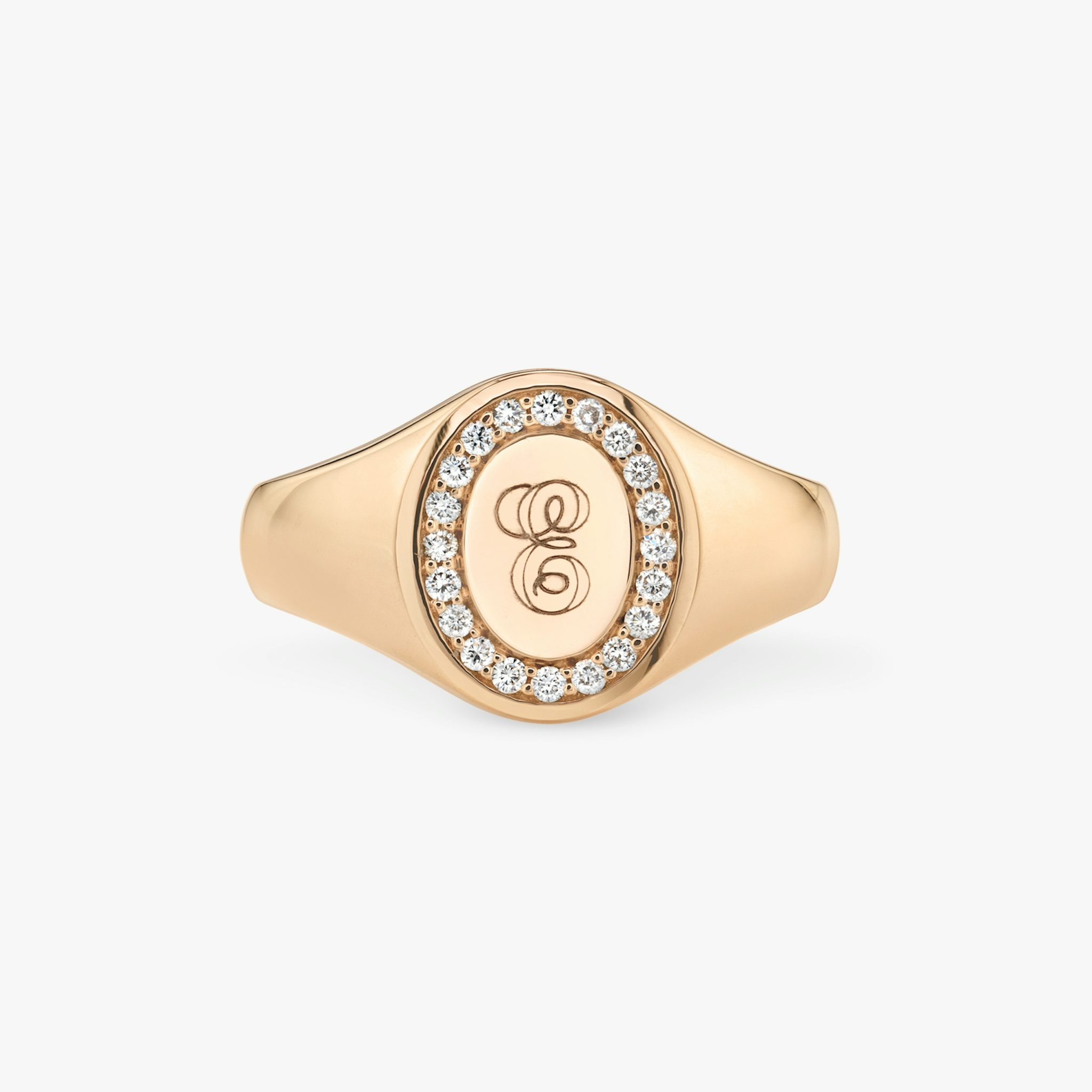 VRAI Pavé Signet Ring | Round Brilliant | 14k | Rose Gold