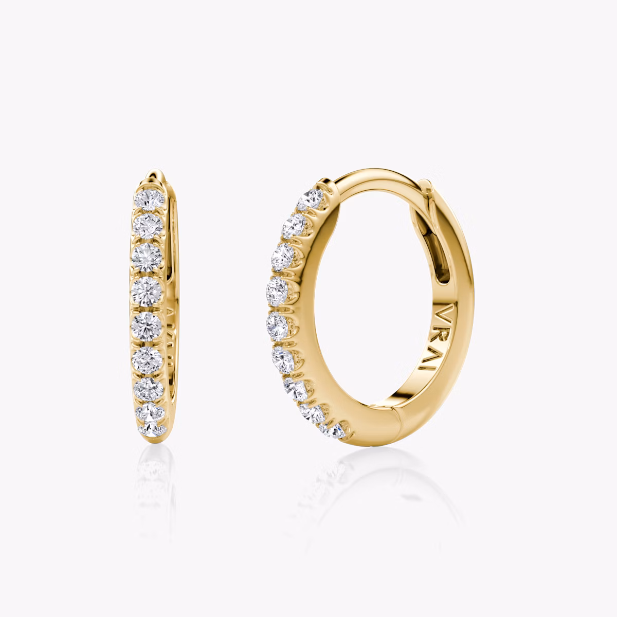 Pavé Creole | Rund | 14k | Gelbgold | earringSize: 12mm