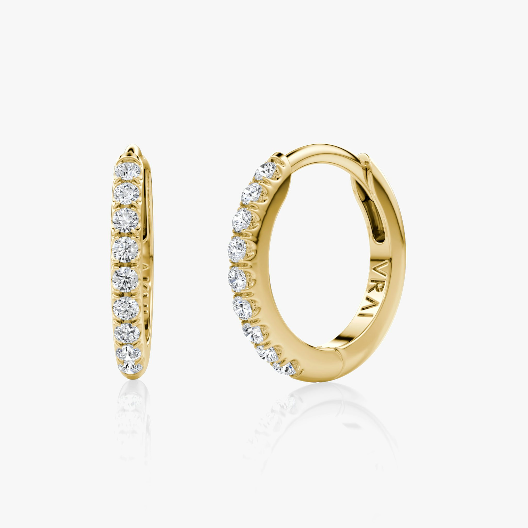 Pavé Hoops | Round Brilliant | 14k | Yellow Gold | earringSize: 12mm