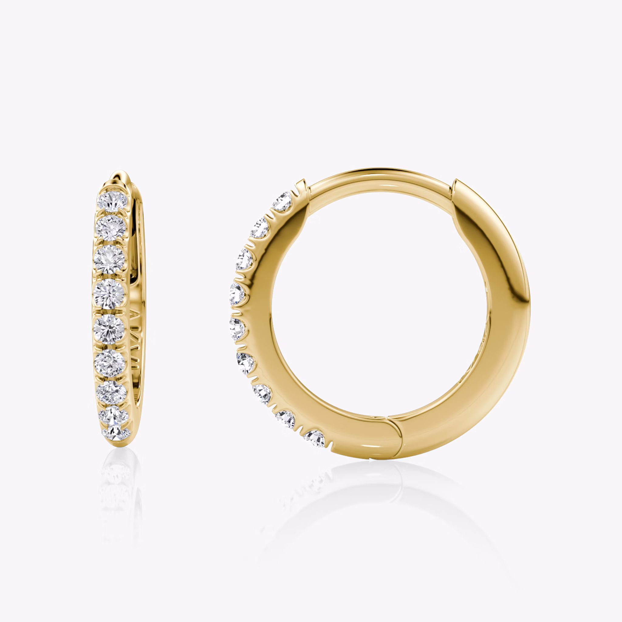 Pavé Hoops | Round Brilliant | 14k | Yellow Gold | earringSize: 12mm
