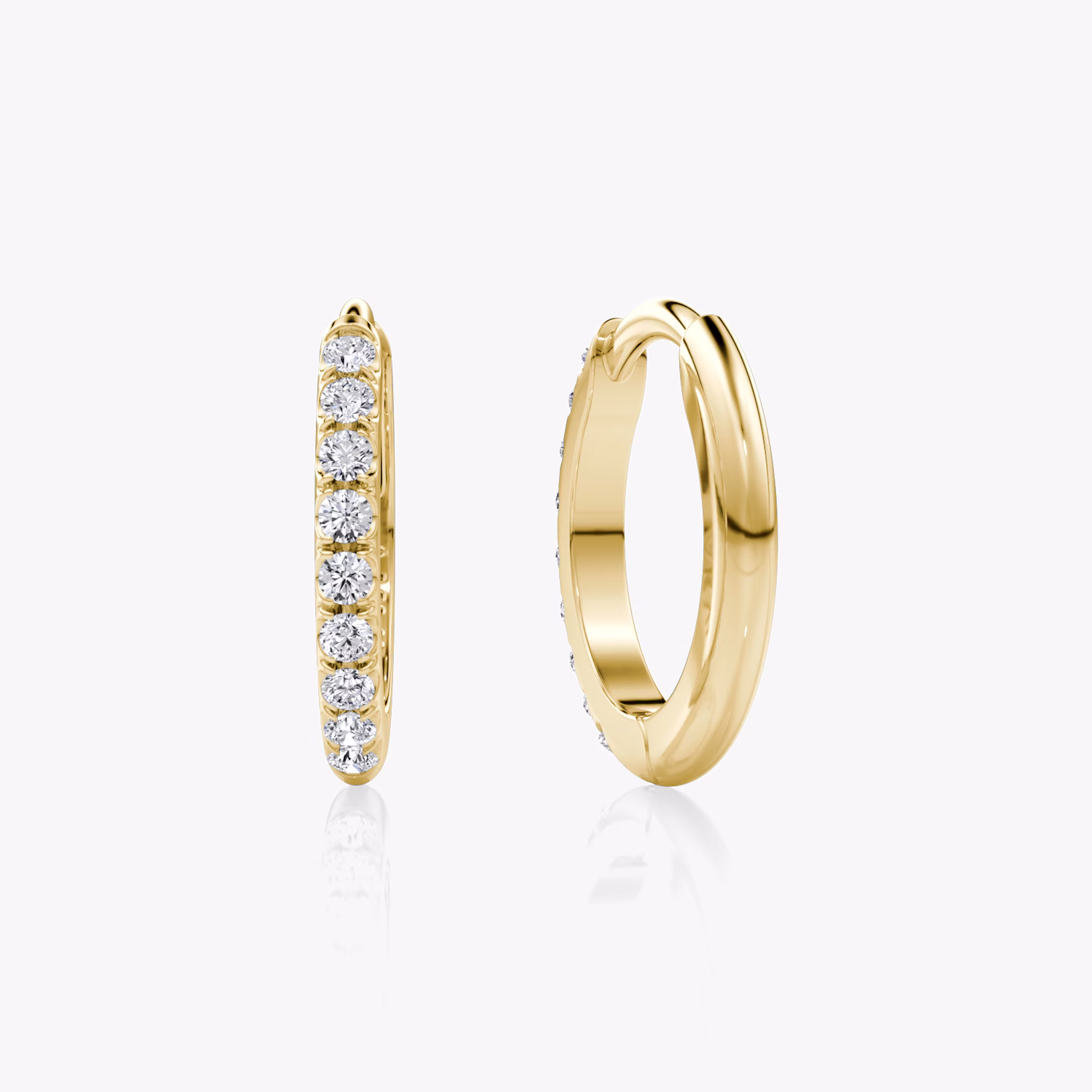 Pavé Hoops | Round Brilliant | 14k | Yellow Gold | earringSize: 12mm