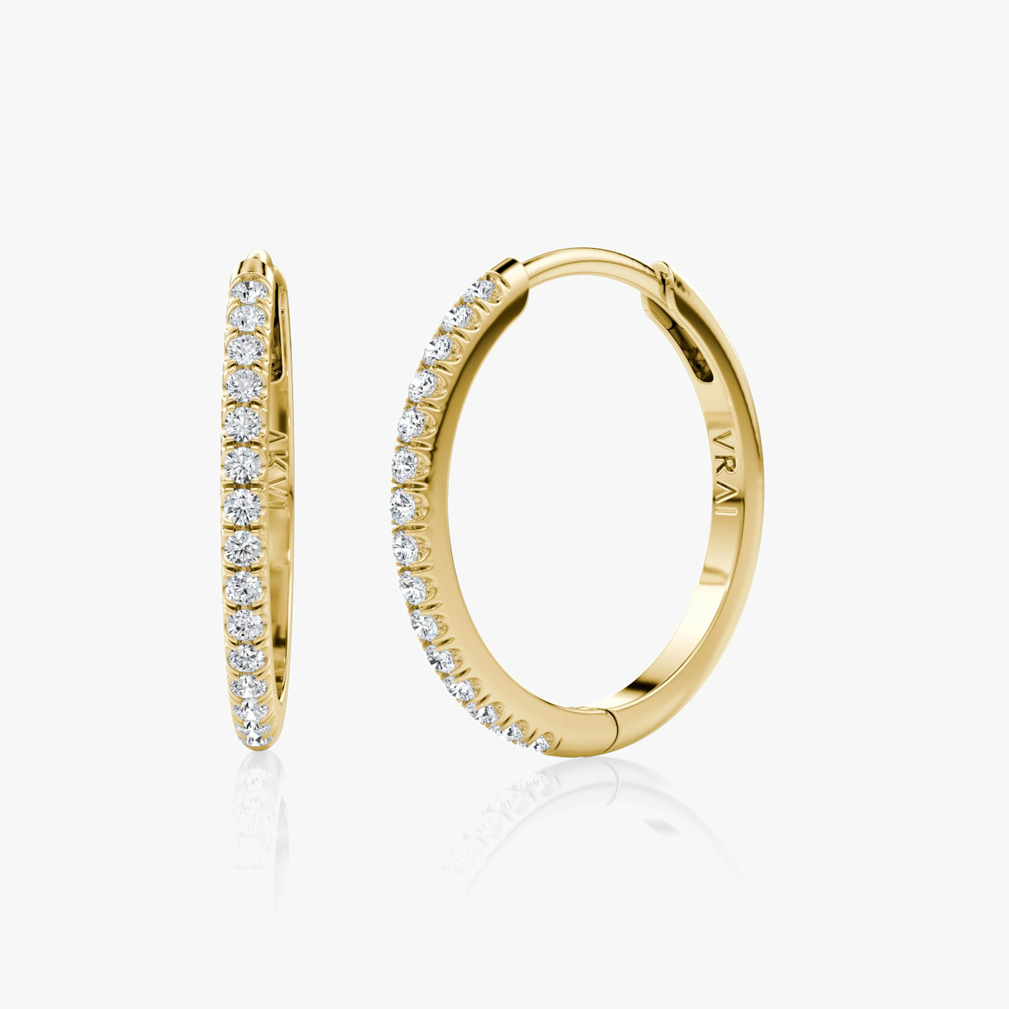 Pavé Hoops | Round Brilliant | 14k | Yellow Gold | earringSize: 18mm