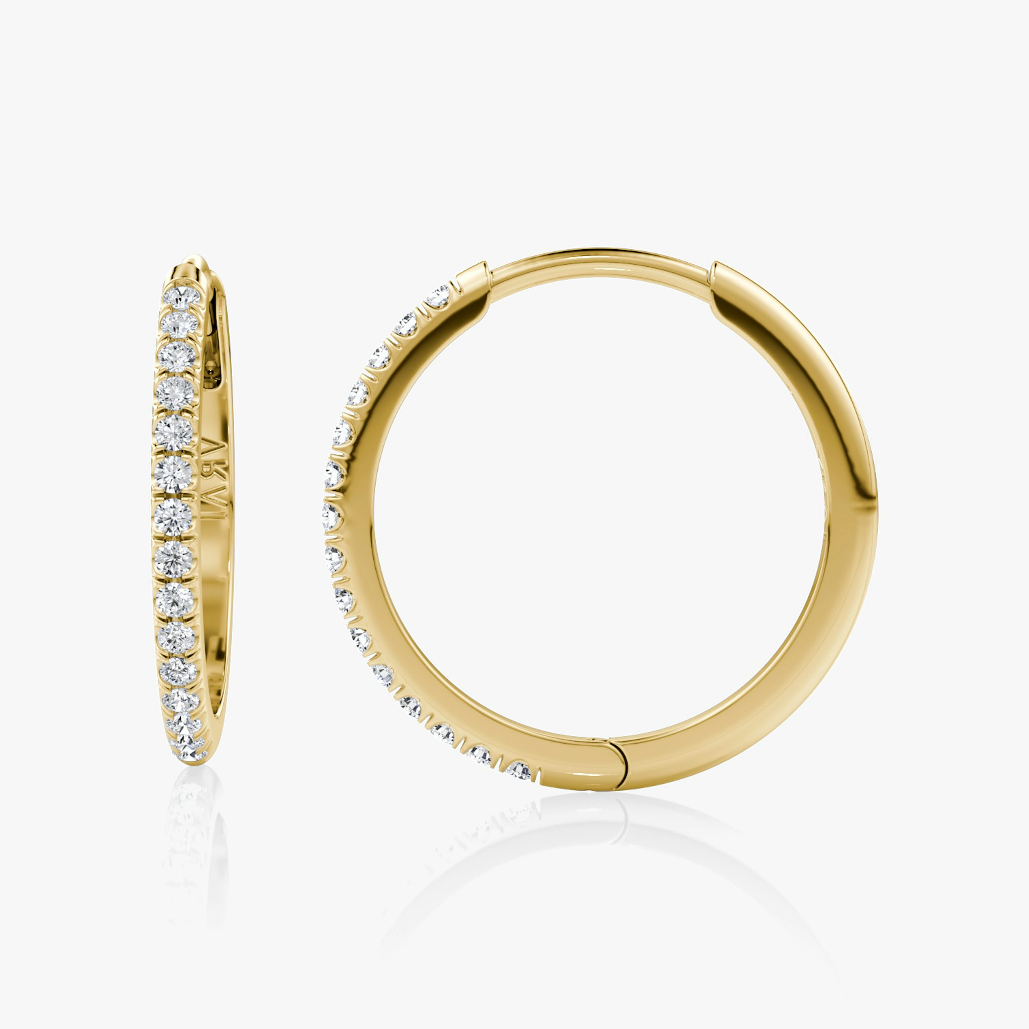 Pavé Hoops | Round Brilliant | 14k | Yellow Gold | earringSize: 18mm