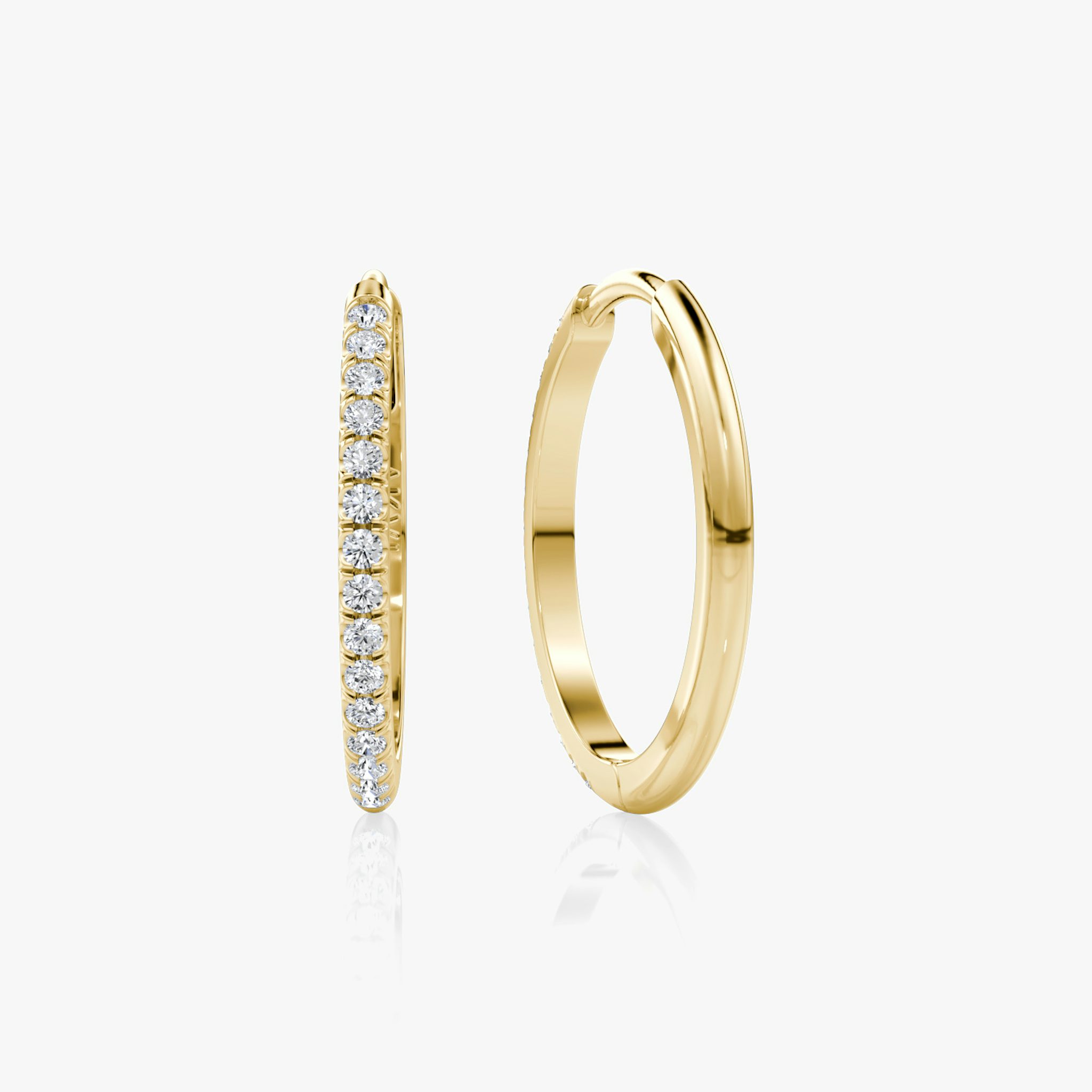 Pavé Hoops | Round Brilliant | 14k | Yellow Gold | earringSize: 18mm