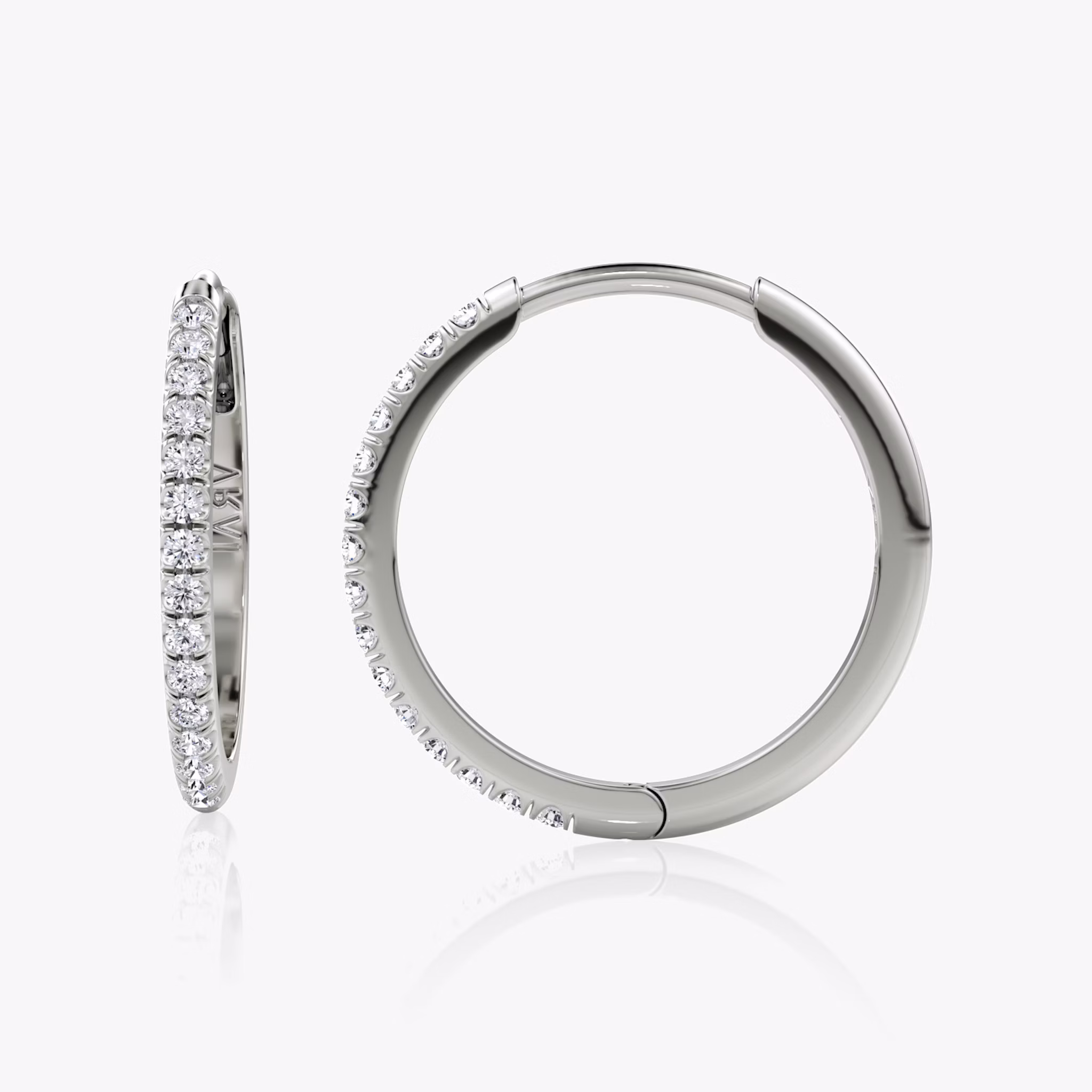 Pavé Hoops | Round Brilliant | 14k | White Gold | earringSize: 18mm