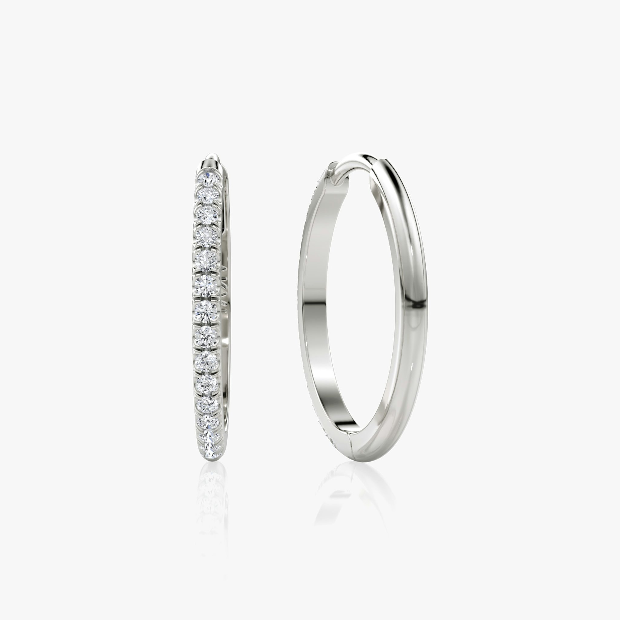 Pavé Hoops | Round Brilliant | 14k | White Gold | earringSize: 18mm