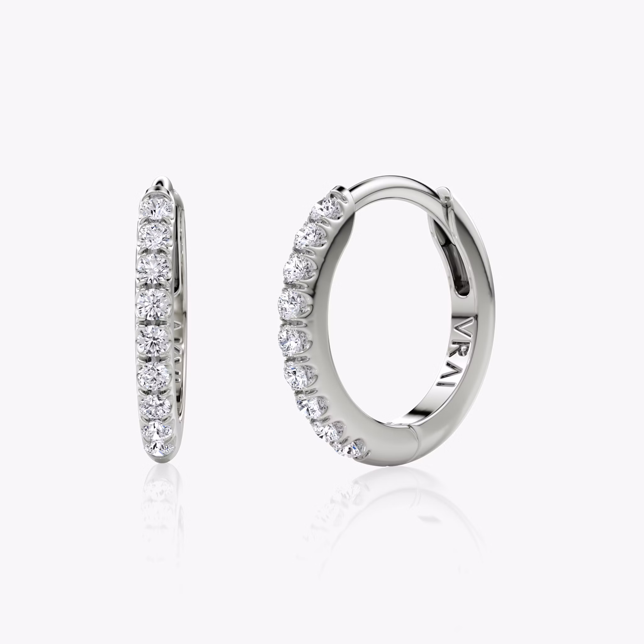 Pavé Hoops | Round Brilliant | 14k | White Gold | earringSize: 12mm
