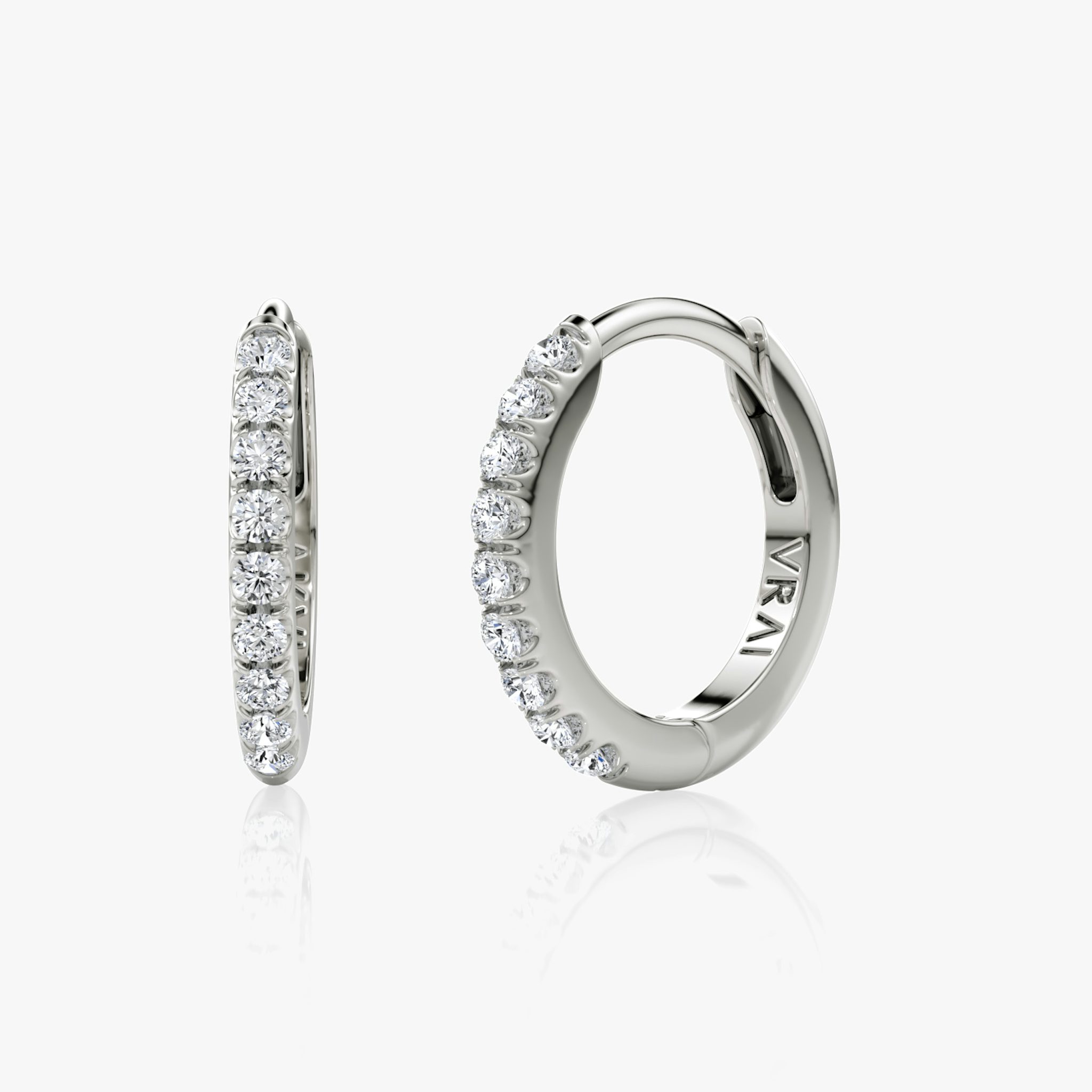Pavé Hoops | Round Brilliant | 14k | White Gold | earringSize: 12mm