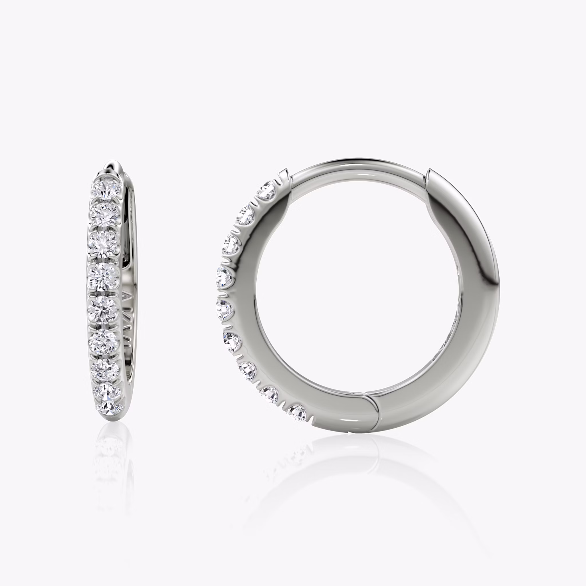 Pavé Hoops | Round Brilliant | 14k | White Gold | earringSize: 12mm