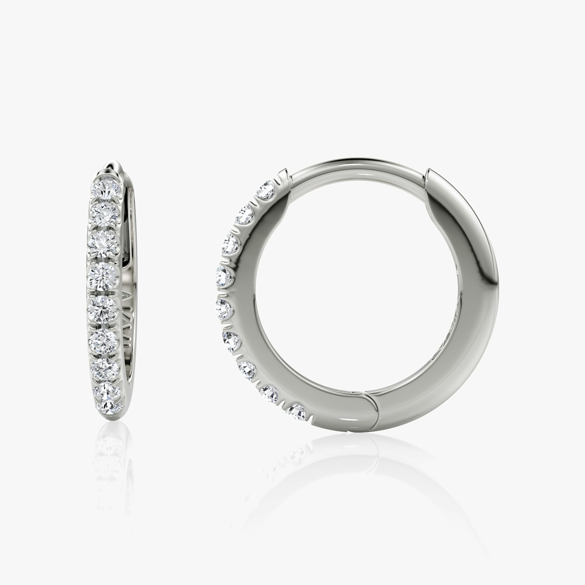 Pavé Hoops | Round Brilliant | 14k | White Gold | earringSize: 12mm