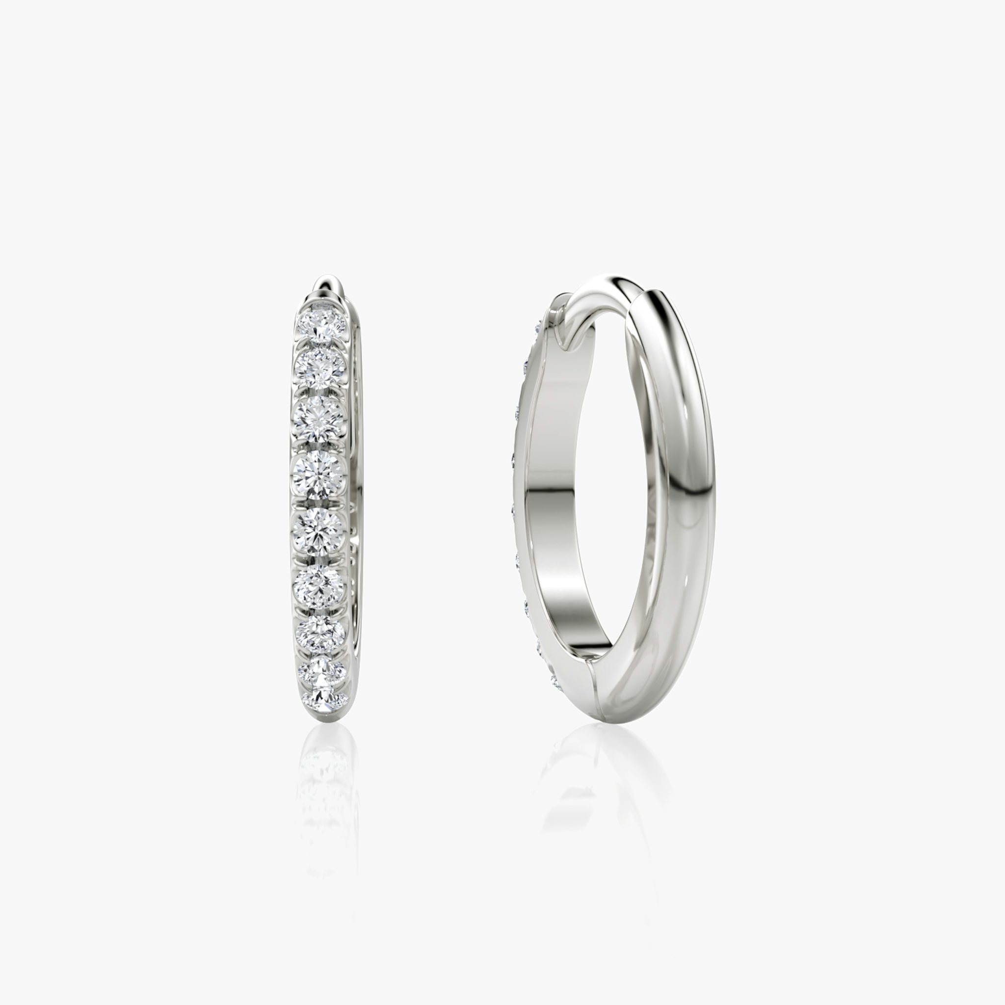 Pavé Hoops | Round Brilliant | 14k | White Gold | earringSize: 12mm