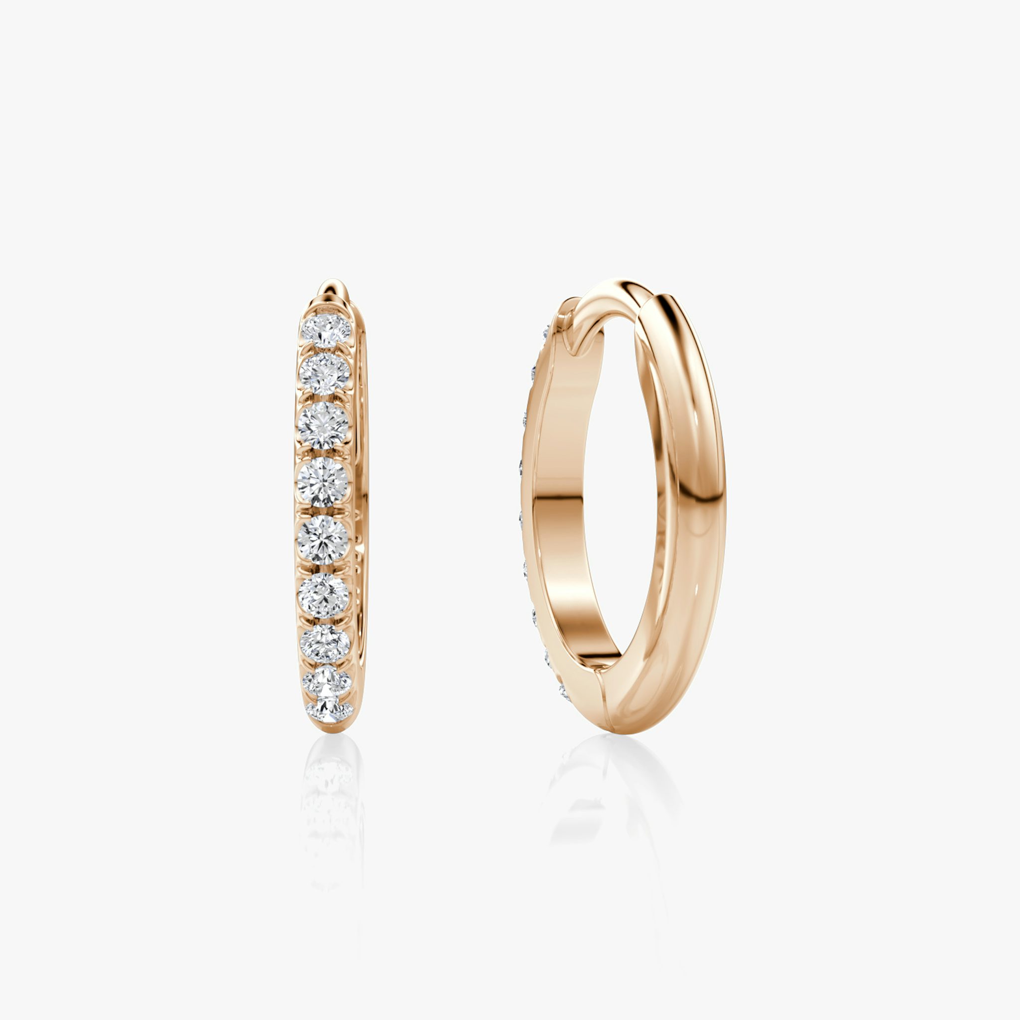 Pavé Hoops | Round Brilliant | 14k | Rose Gold | earringSize: 12mm