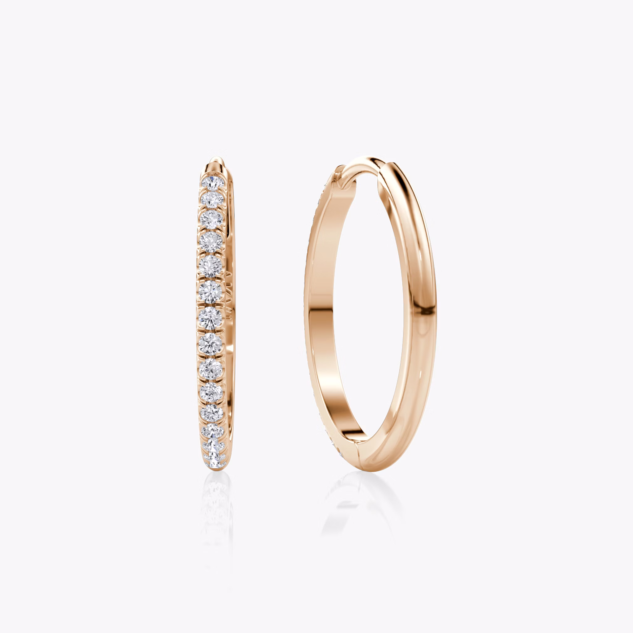 Pavé Hoops | Round Brilliant | 14k | Rose Gold | earringSize: 18mm