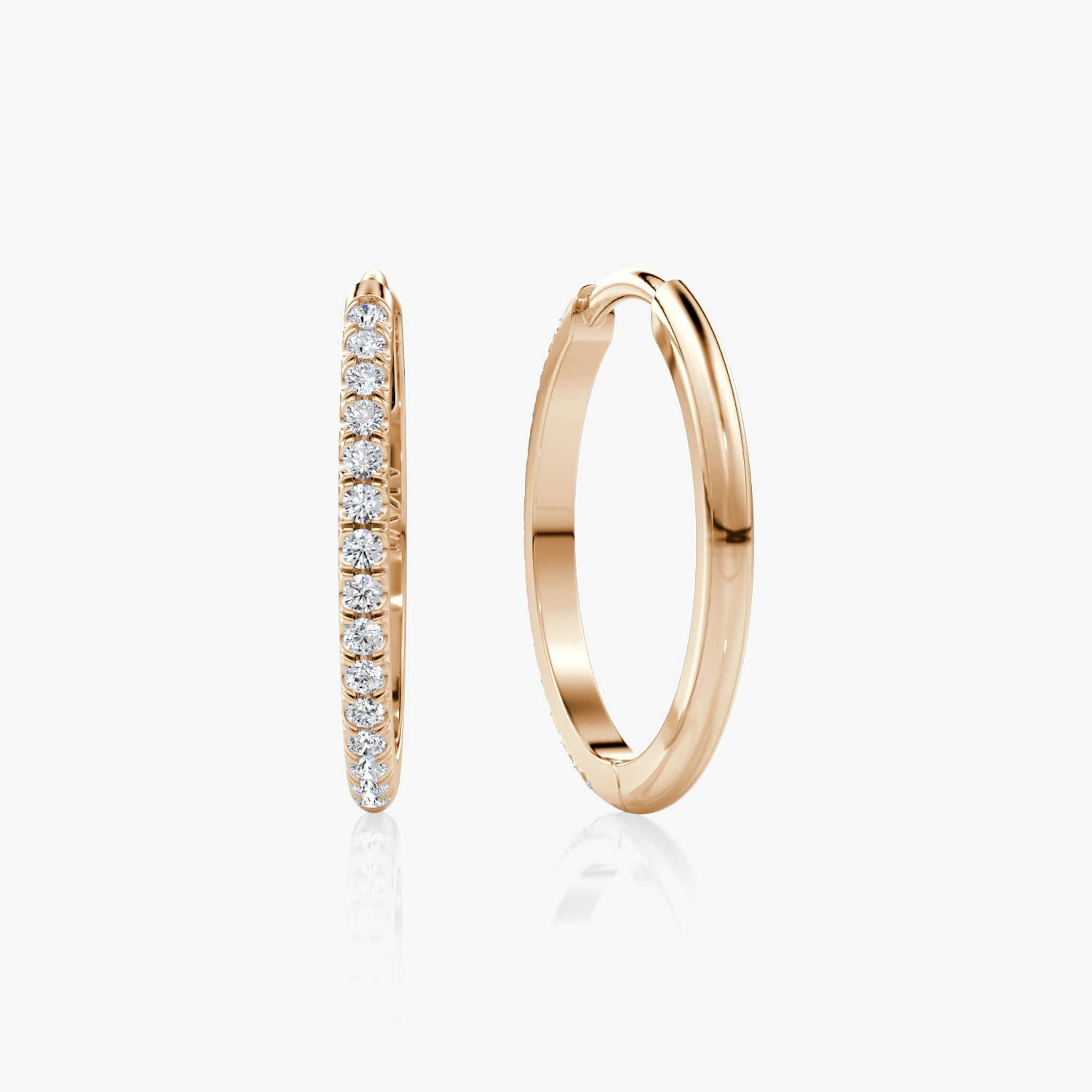 Pavé Hoops | Round Brilliant | 14k | Rose Gold | earringSize: 18mm