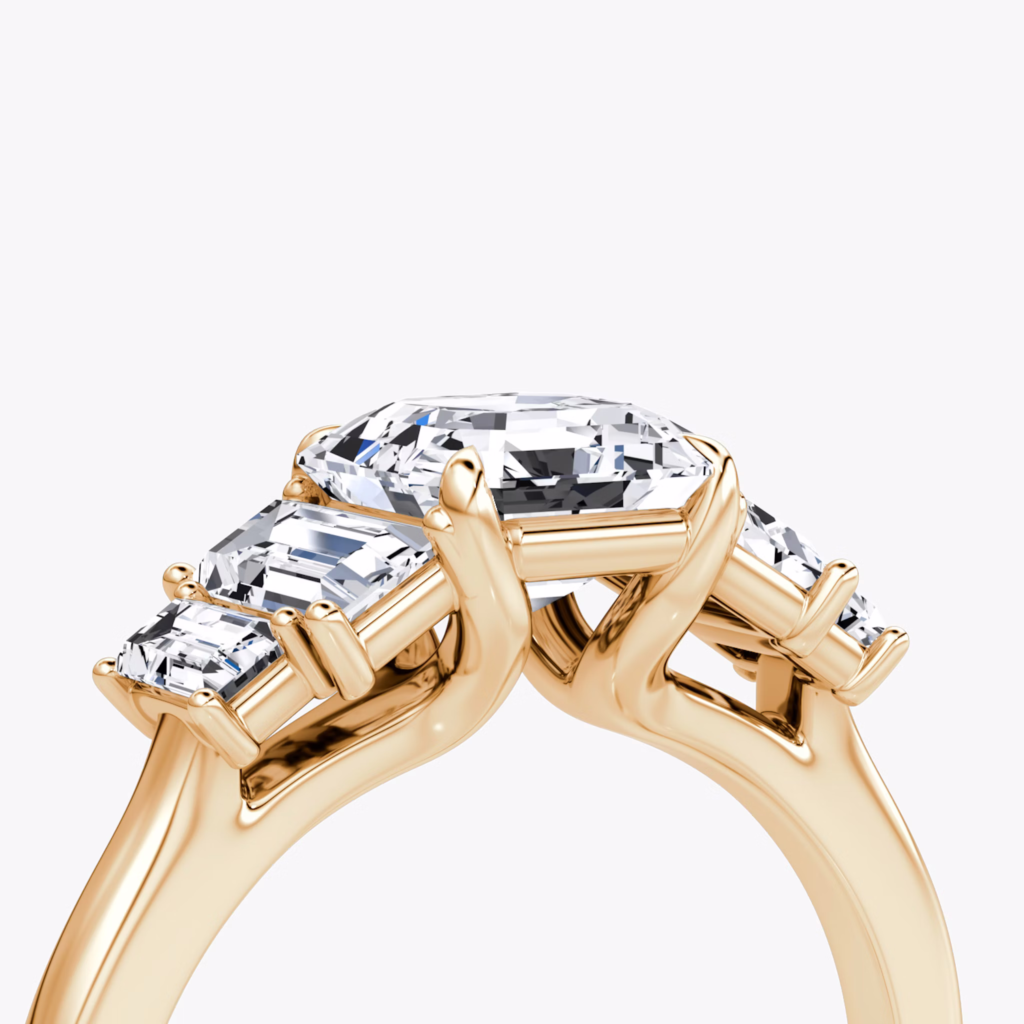 The Five Stone Heirloom | Asscher | 14k | Rose Gold | bandAccent: Plain | diamondOrientation: vertical | caratWeight: other