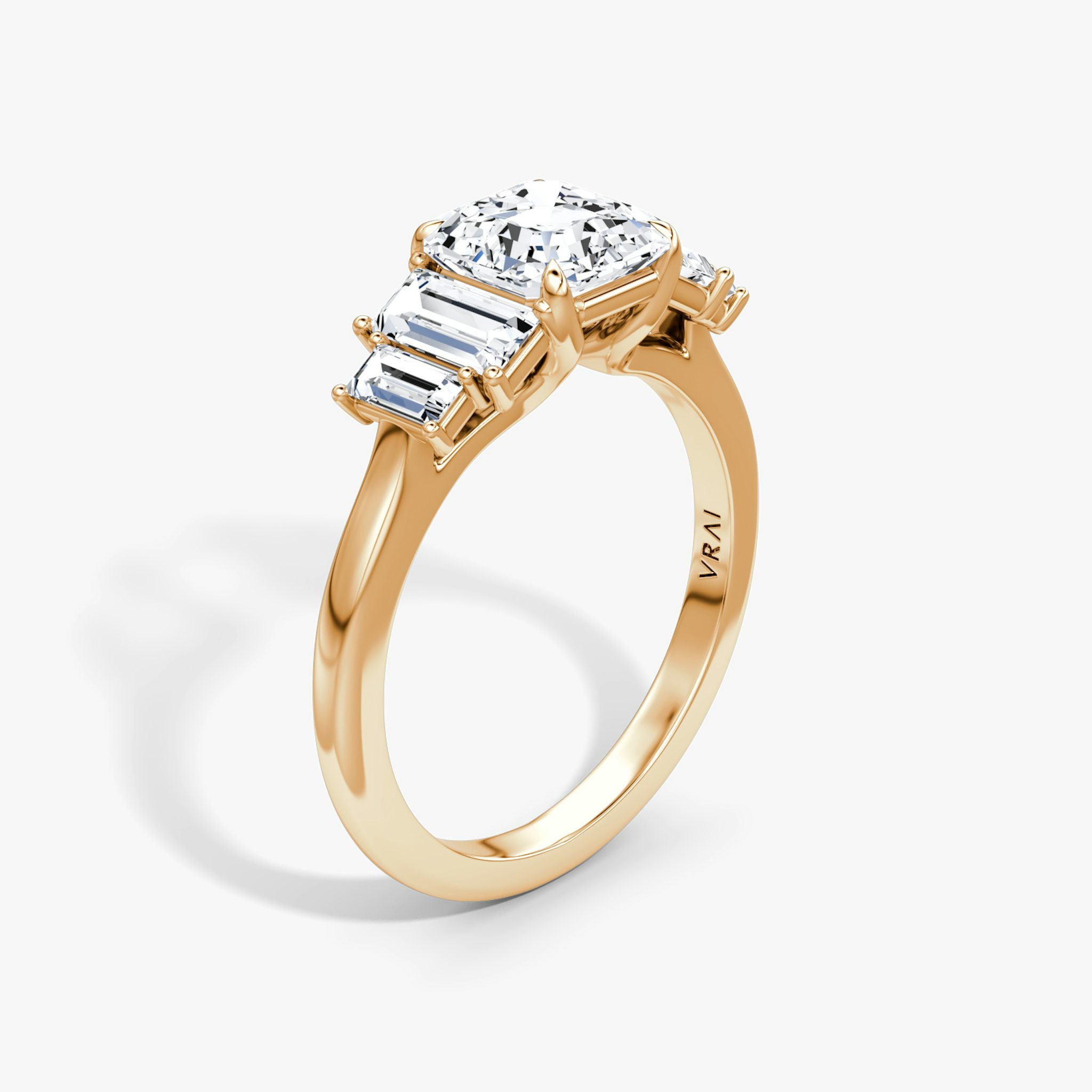 The Five Stone Heirloom | Asscher | 14k | Rose Gold | bandAccent: Plain | diamondOrientation: vertical | caratWeight: other