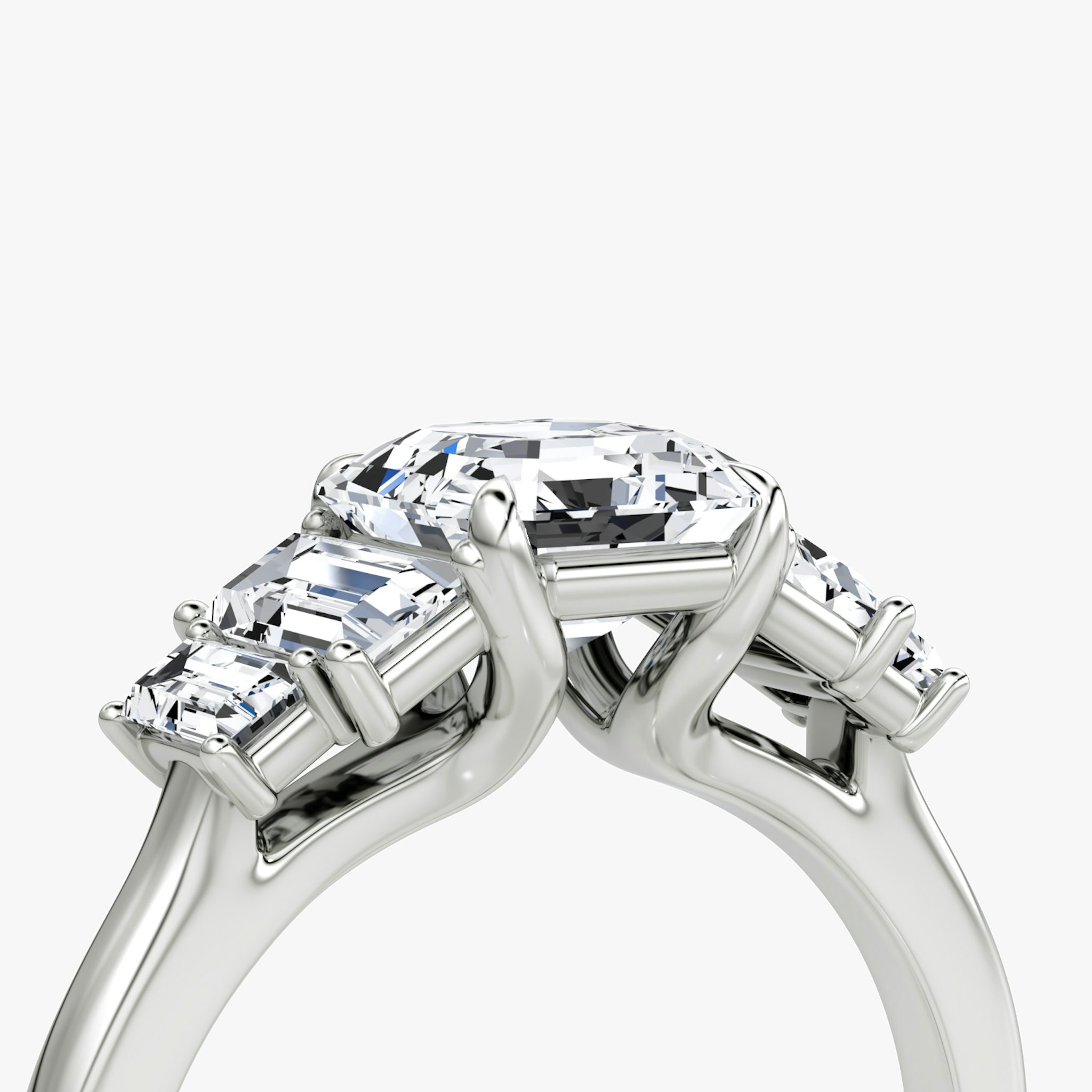 The Five Stone Heirloom | Asscher | 18k | White Gold | bandAccent: Plain | diamondOrientation: vertical | caratWeight: other