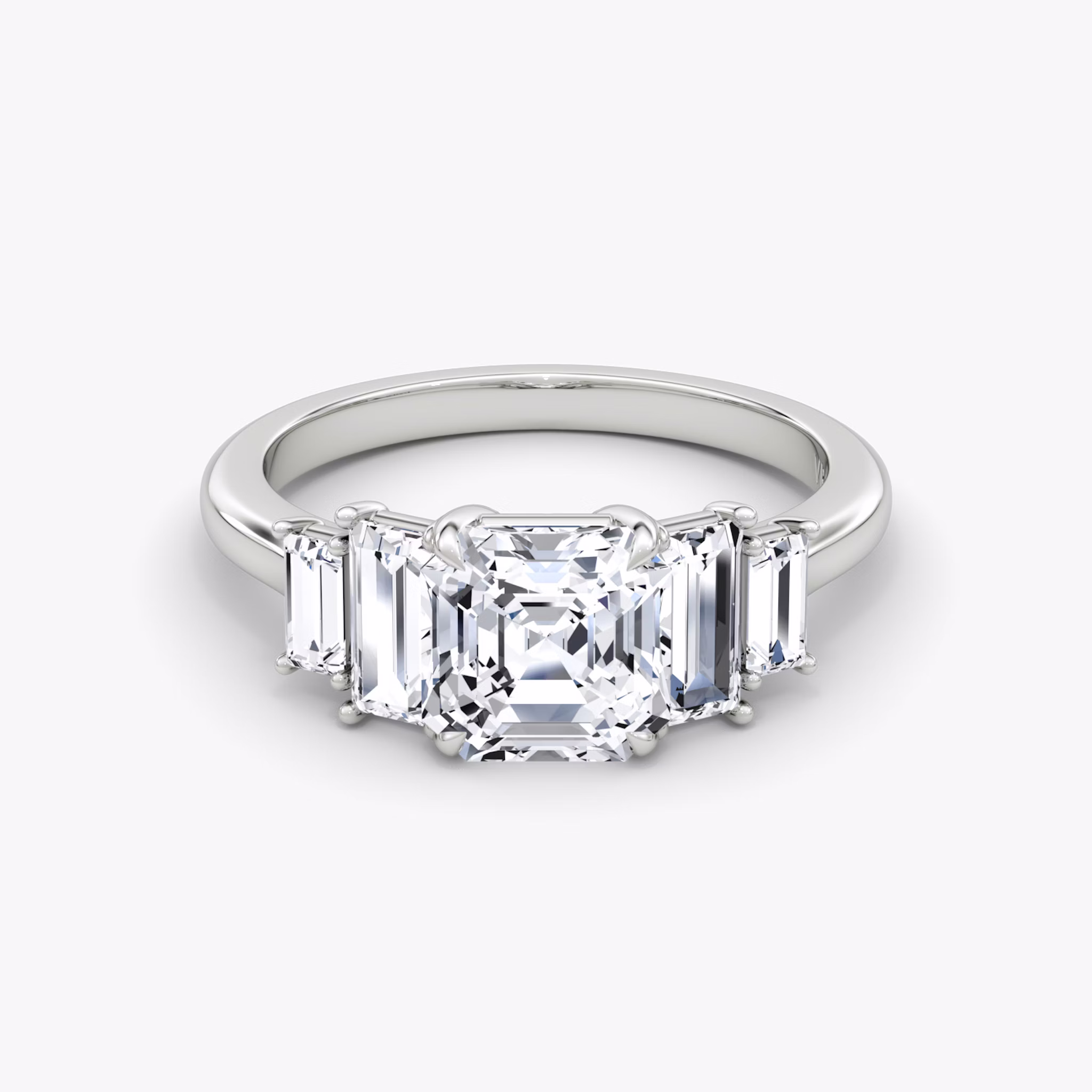The Five Stone Heirloom | Asscher | 18k | White Gold | bandAccent: Plain | diamondOrientation: vertical | caratWeight: other