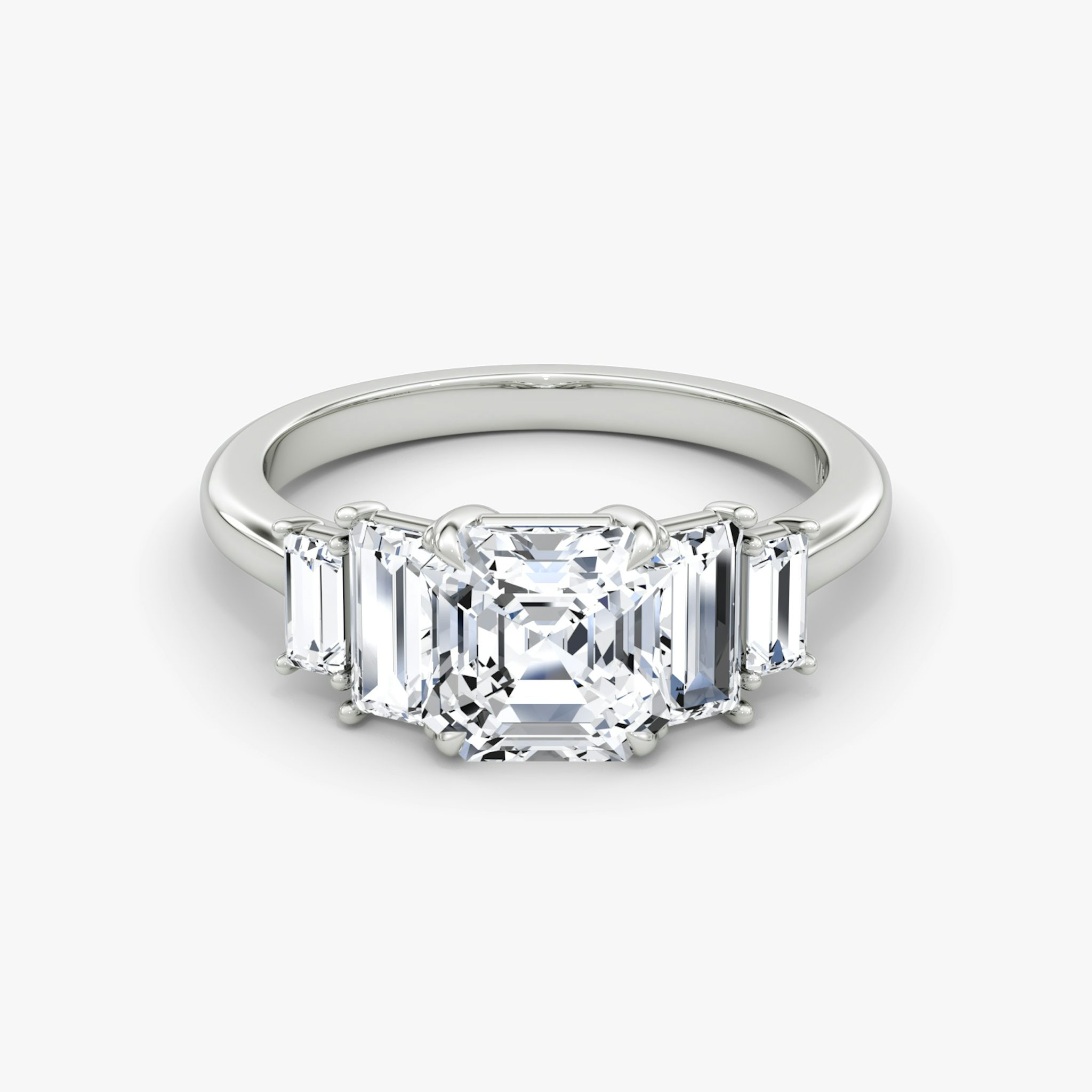 The Five Stone Heirloom | Asscher | 18k | White Gold | bandAccent: Plain | diamondOrientation: vertical | caratWeight: other