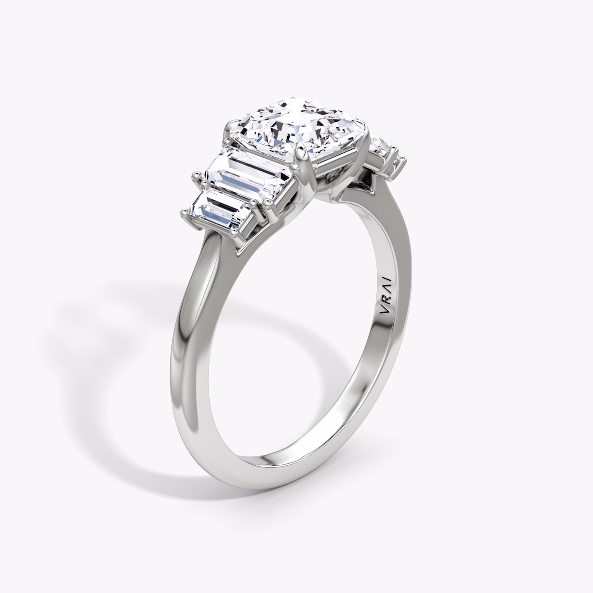 The Five Stone Heirloom | Asscher | 18k | White Gold | bandAccent: Plain | diamondOrientation: vertical | caratWeight: other