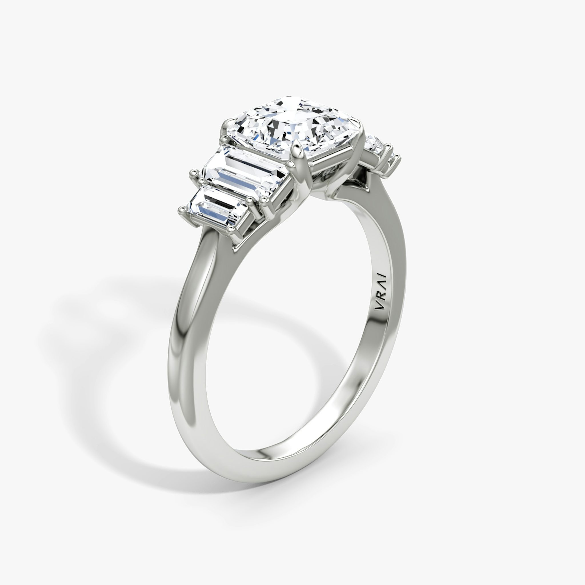 The Five Stone Heirloom | Asscher | 18k | White Gold | bandAccent: Plain | diamondOrientation: vertical | caratWeight: other