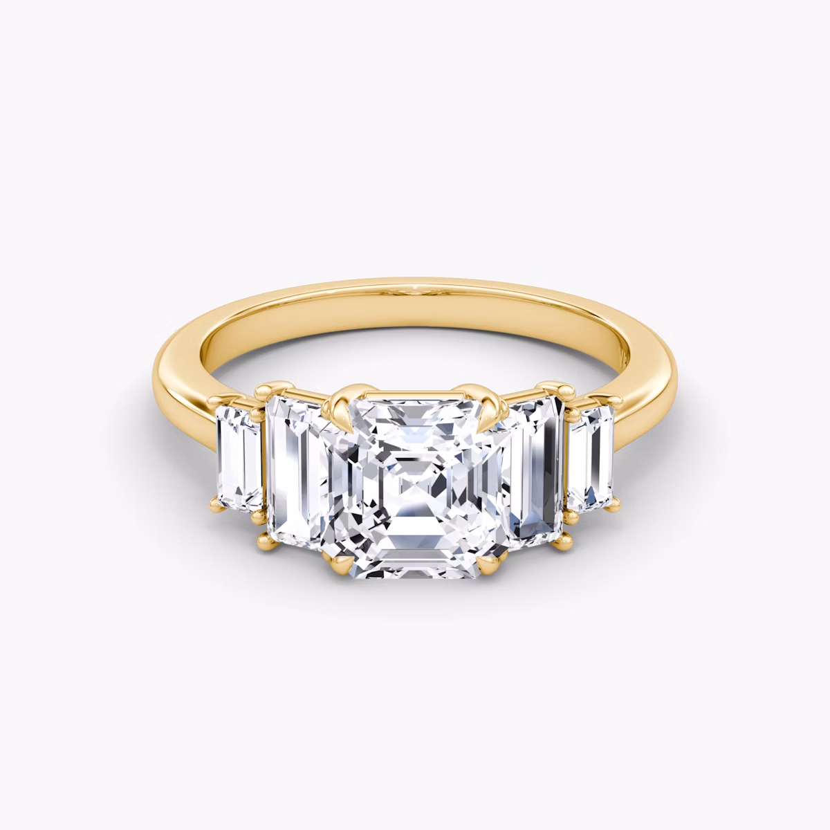 Anillo de compromiso Five Stone Heirloom | Asscher | 18k | Oro amarillo | bandAccent: Simple | diamondOrientation: vertical | caratWeight: other