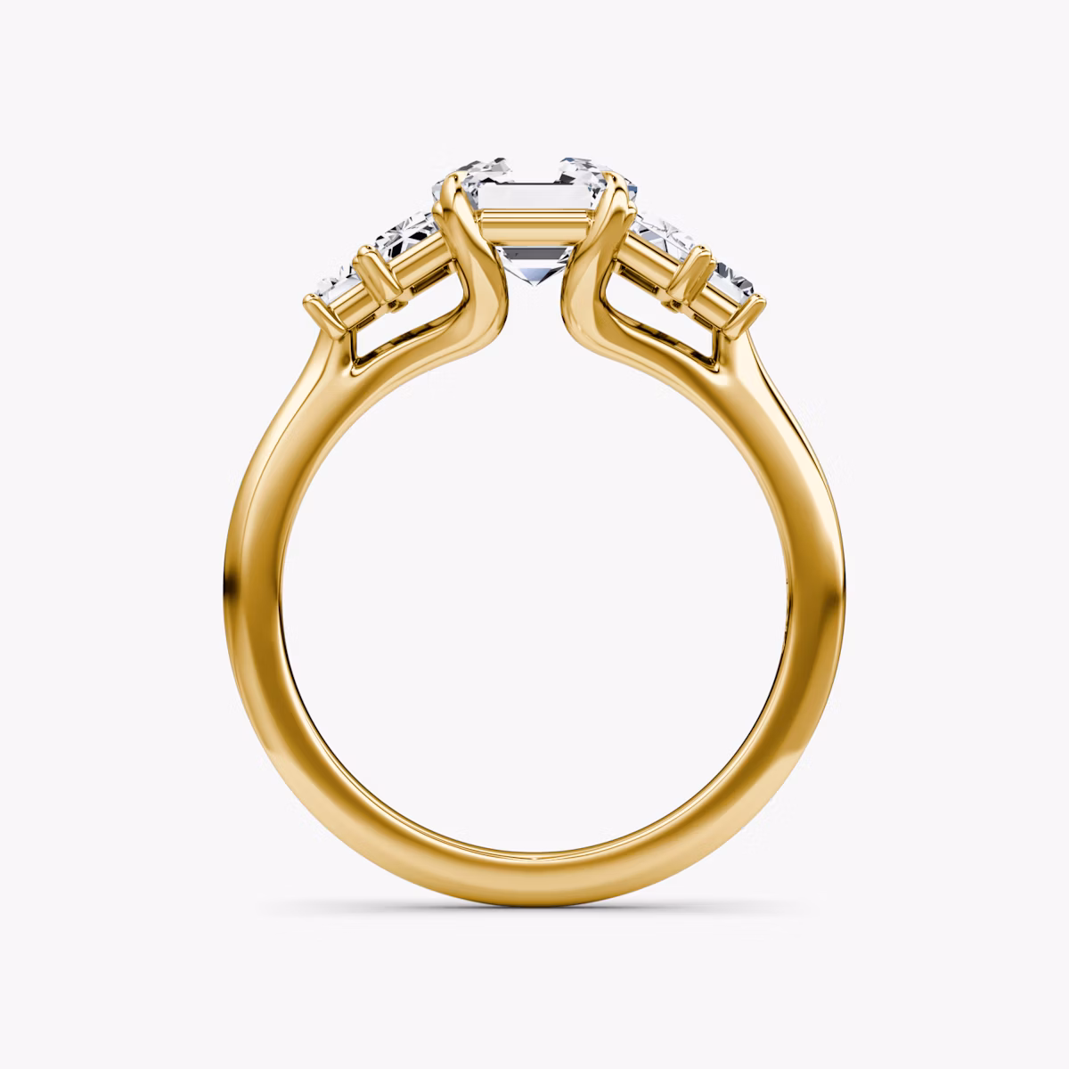 Anillo de compromiso Five Stone Heirloom | Asscher | 18k | Oro amarillo | bandAccent: Simple | diamondOrientation: vertical | caratWeight: other