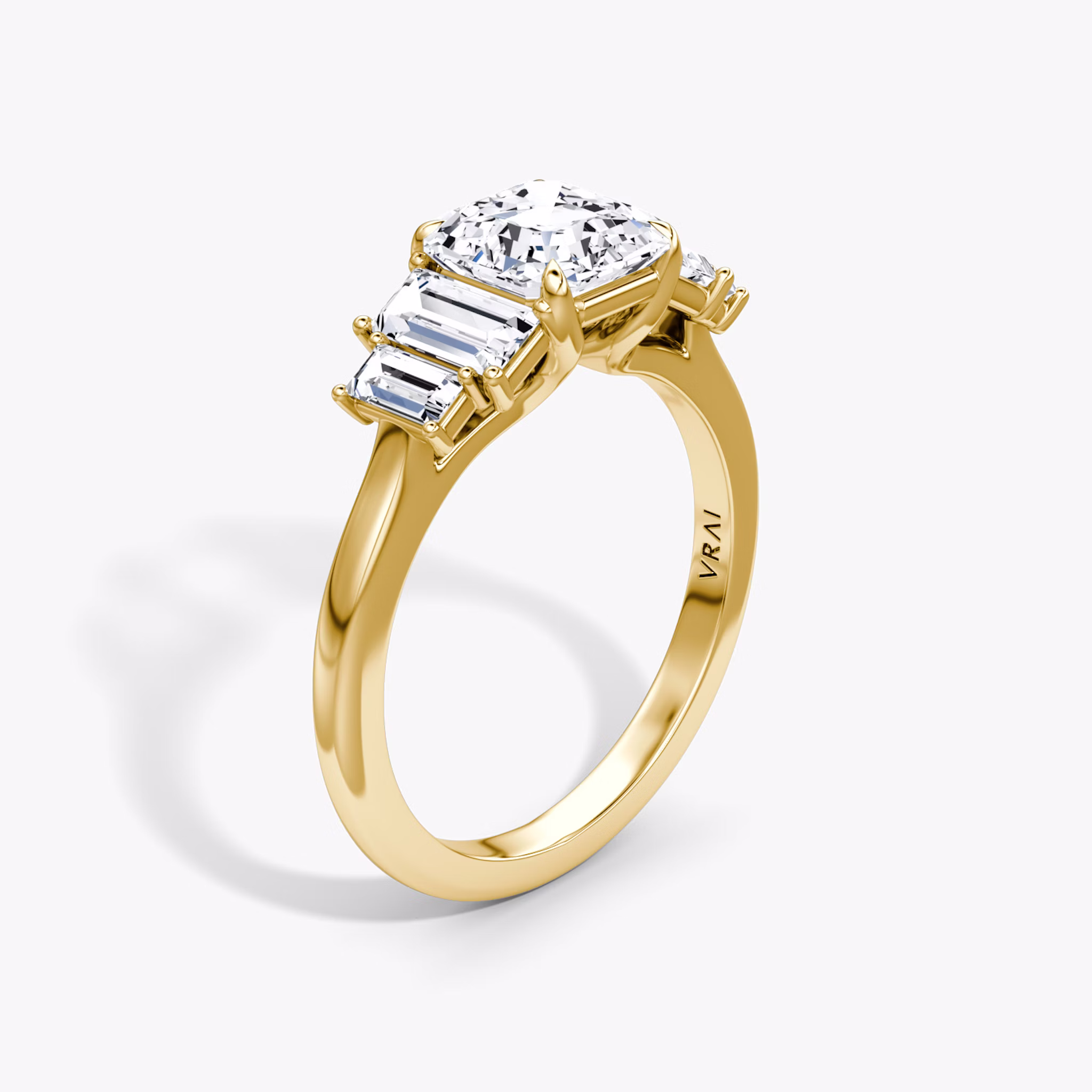 The Five Stone Heirloom | Asscher | 18k | Yellow Gold | bandAccent: Plain | diamondOrientation: vertical | caratWeight: other