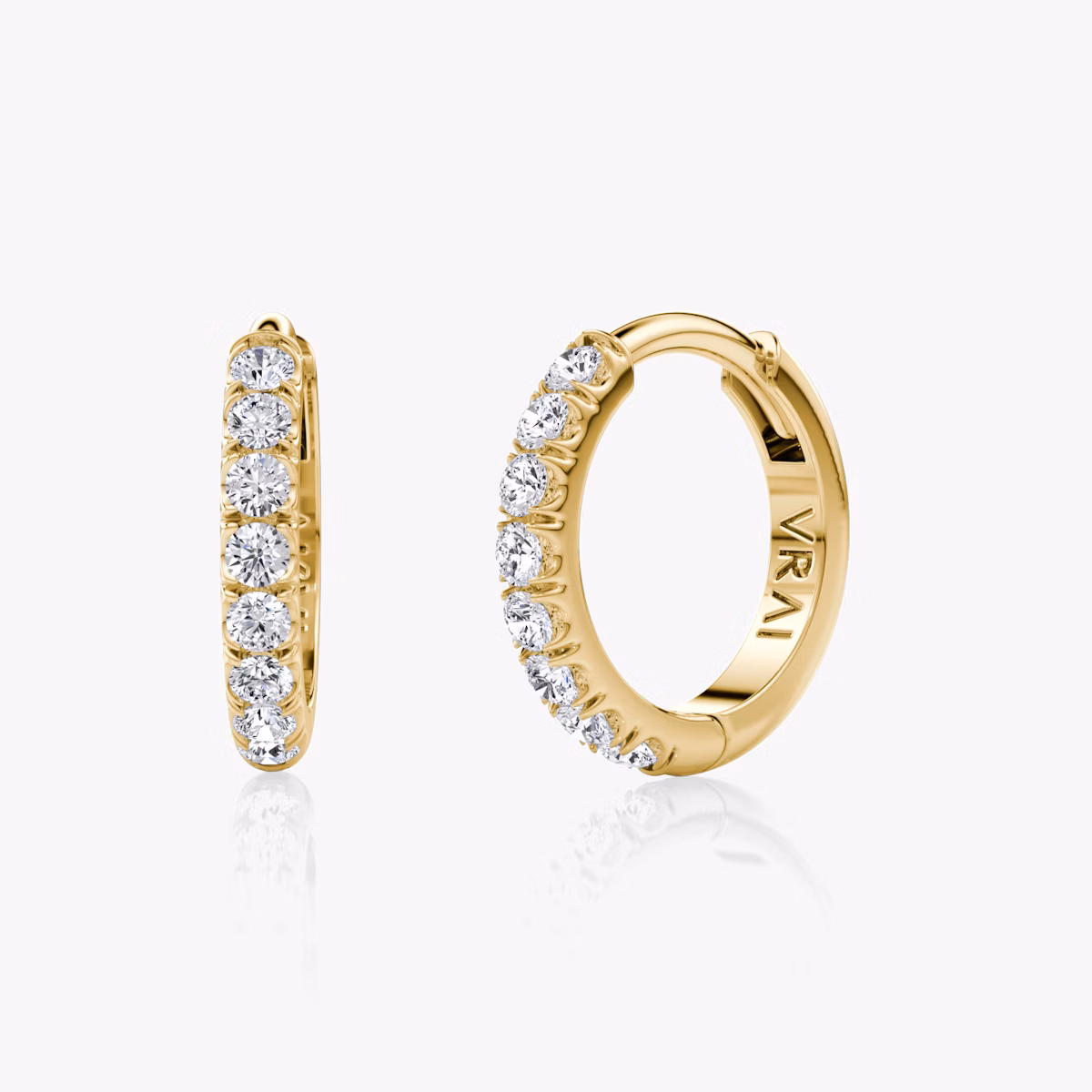Pendiente de Aro Pavé | Brillante | 14k | Oro amarillo | earringSize: 10mm