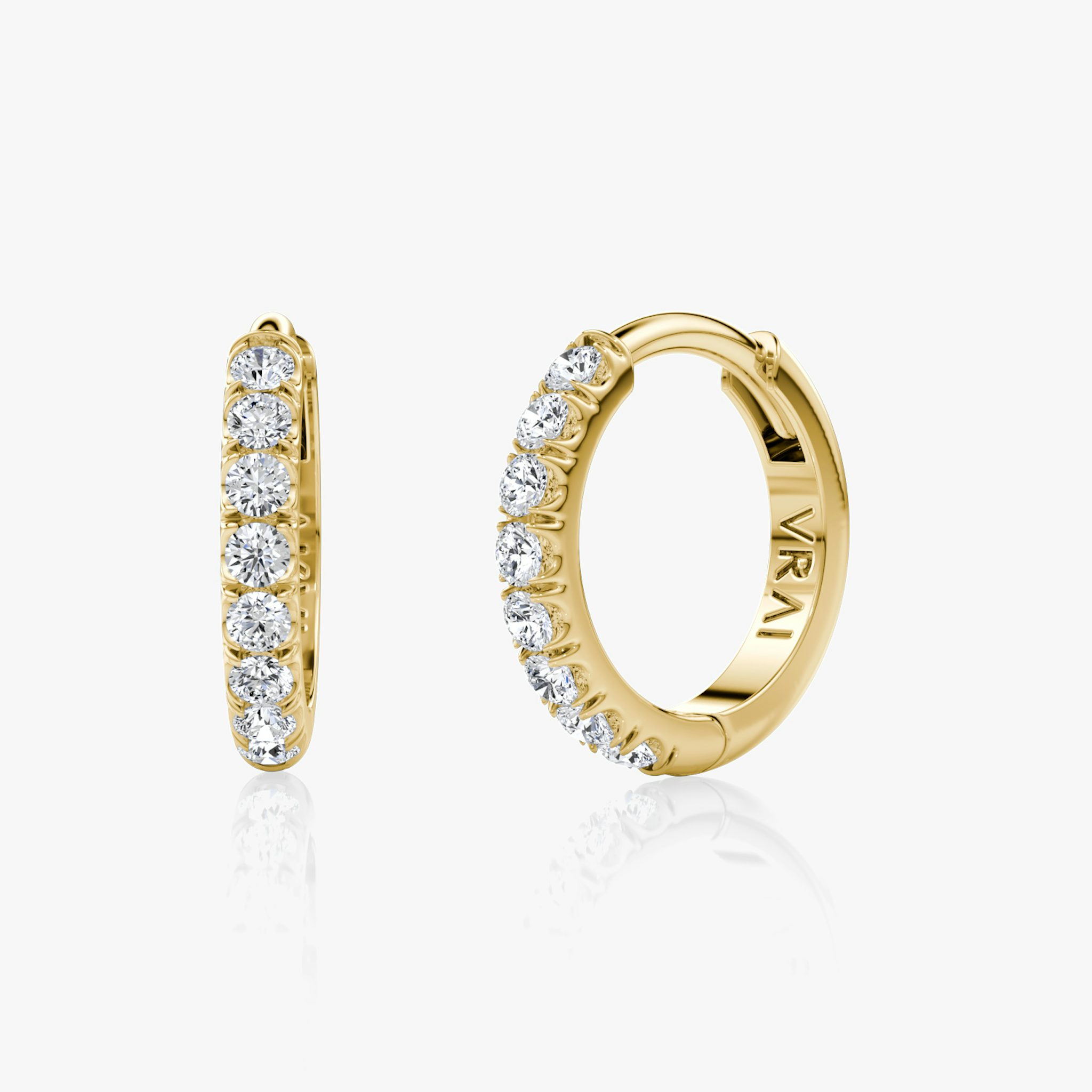 Pavé Hoops | Round Brilliant | 14k | Yellow Gold | earringSize: 10mm