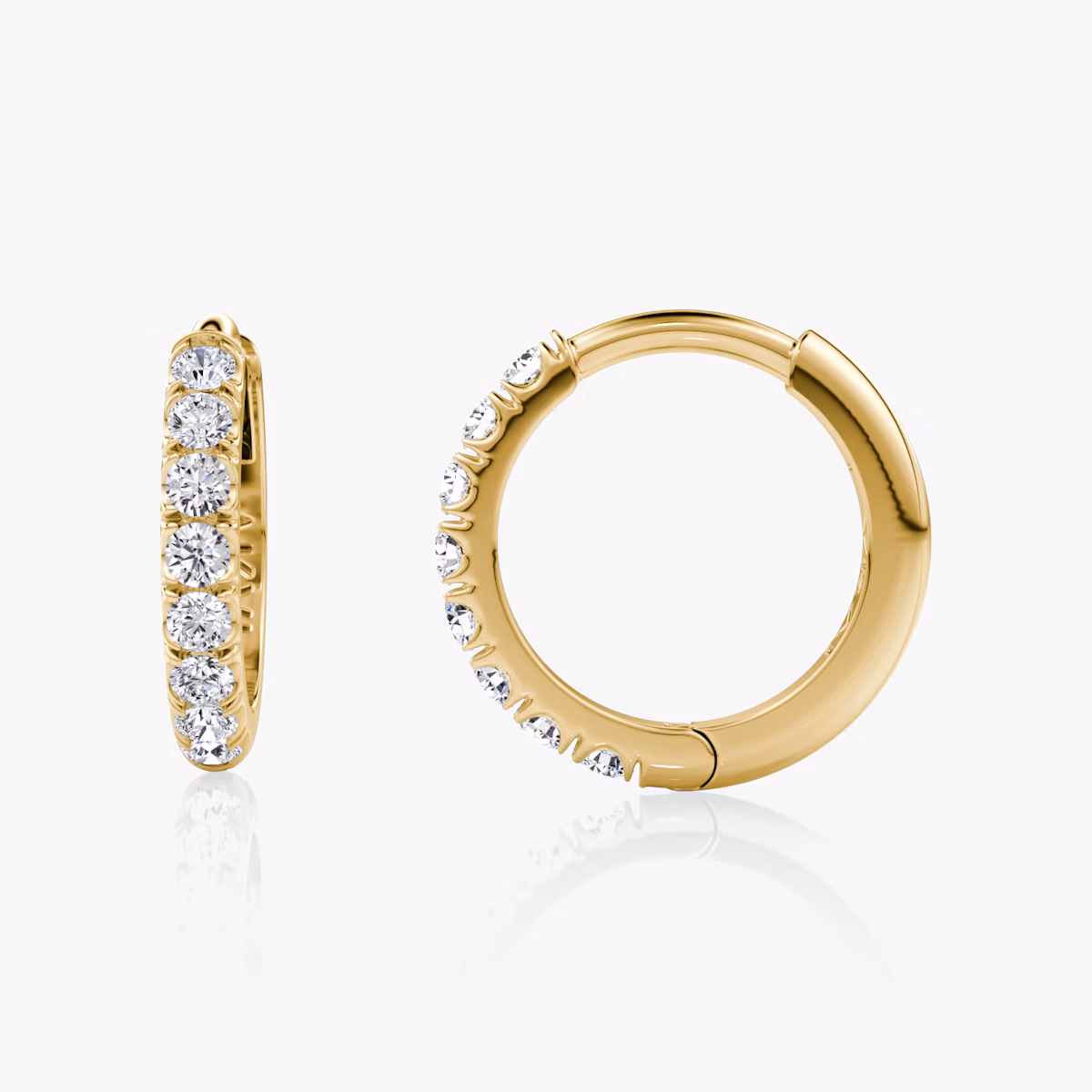 Pendiente de Aro Pavé | Brillante | 14k | Oro amarillo | earringSize: 10mm